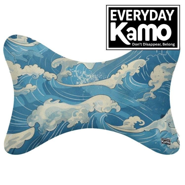 Everyday Kamo Ocean Wave Car Headrest Pillow | Memory Foam Neck Support for Driving Comfort