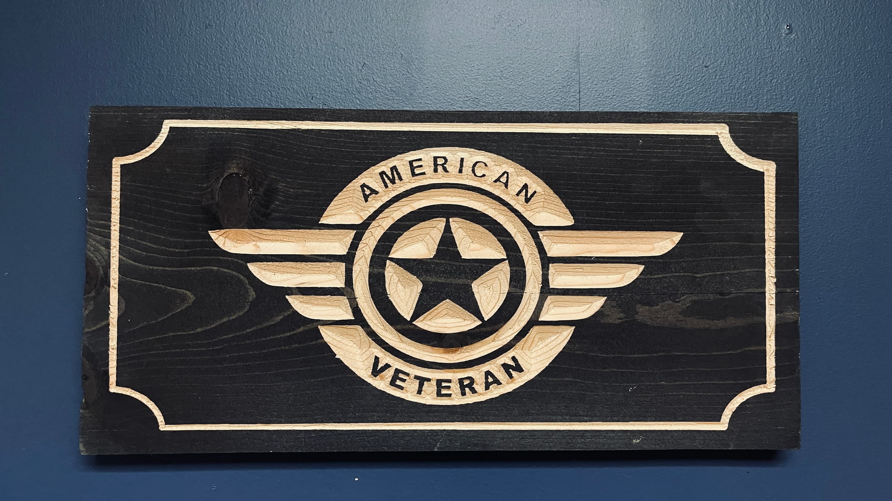 American Aviator Veteran Horizontal Carved Wood Sign