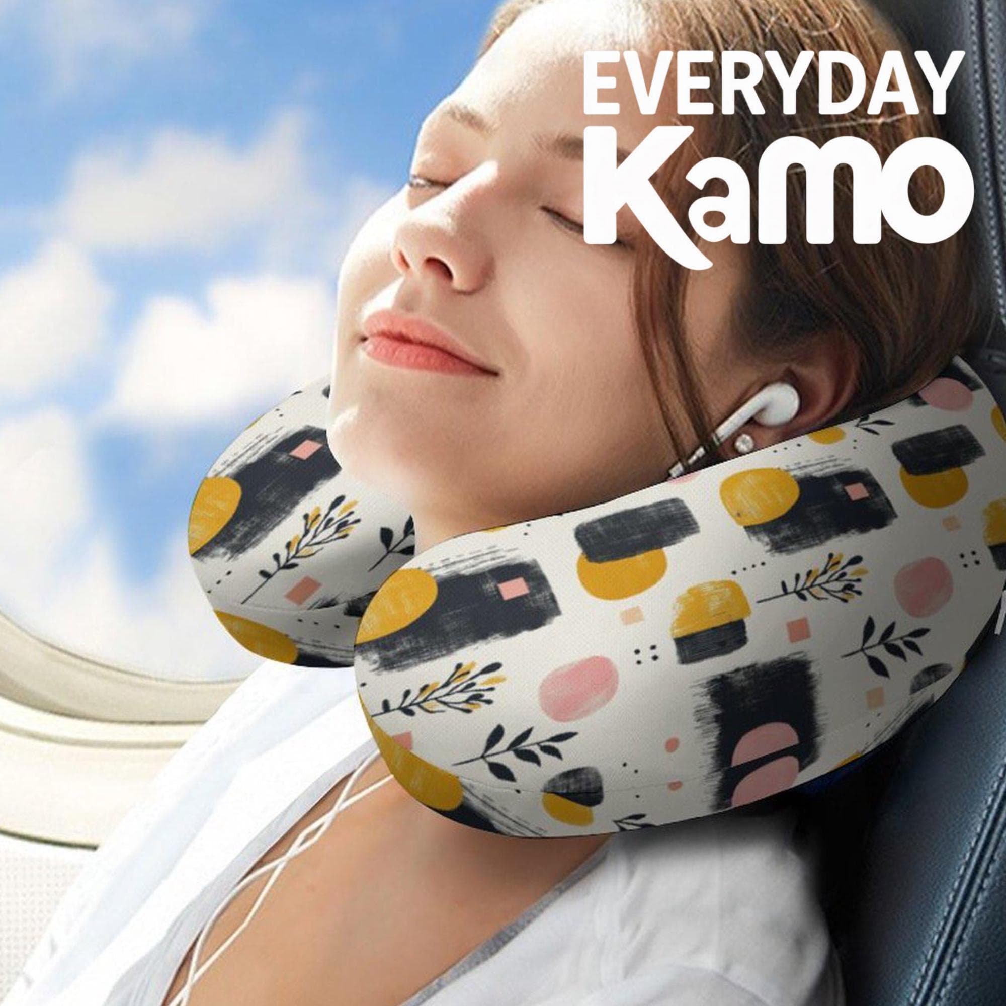 Memory Foam Neck Pillow U-Shape Travel Cushion Abstract Art Design