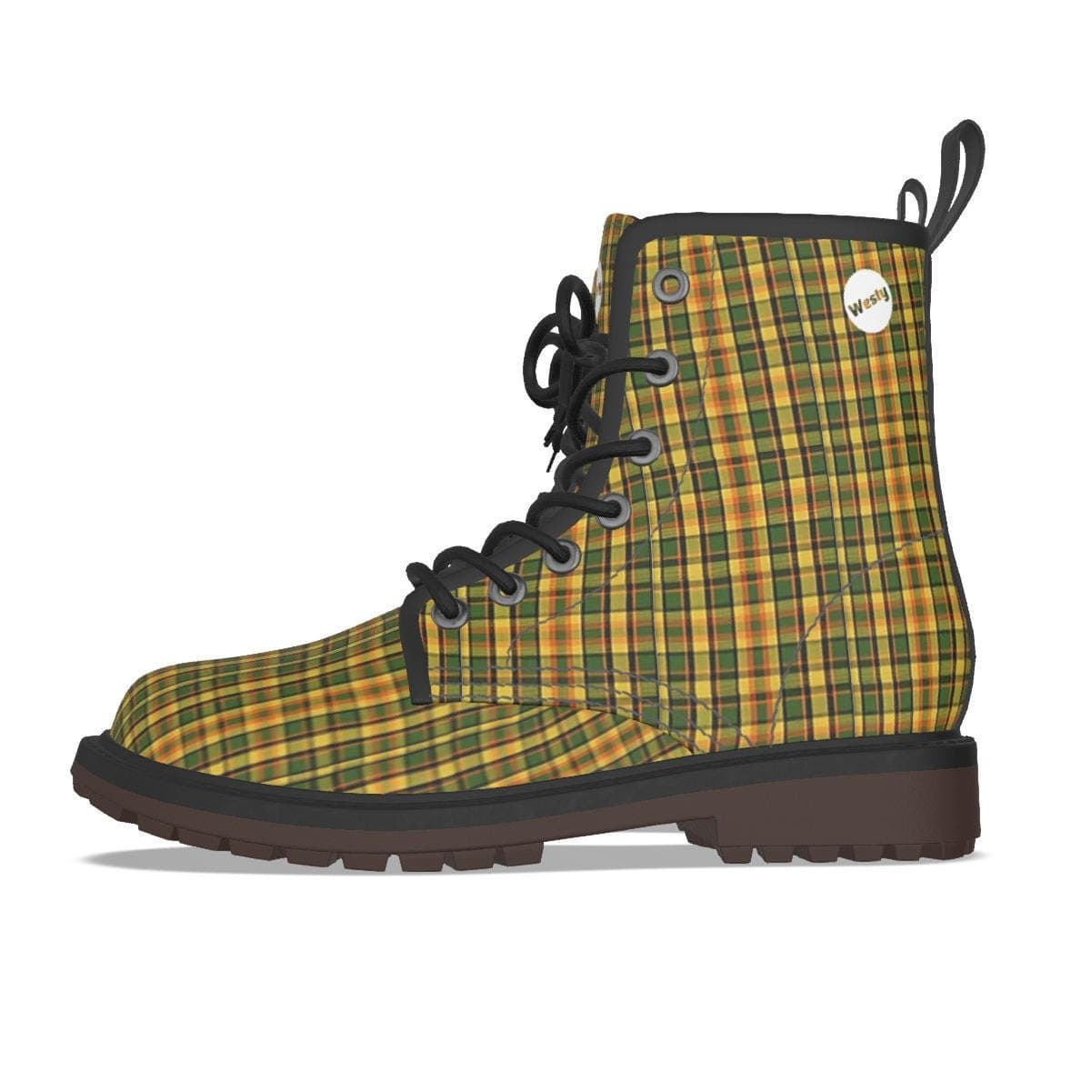 Westy Yellow Women's Plaid Lace-Up Boots Westfalia Road Trip