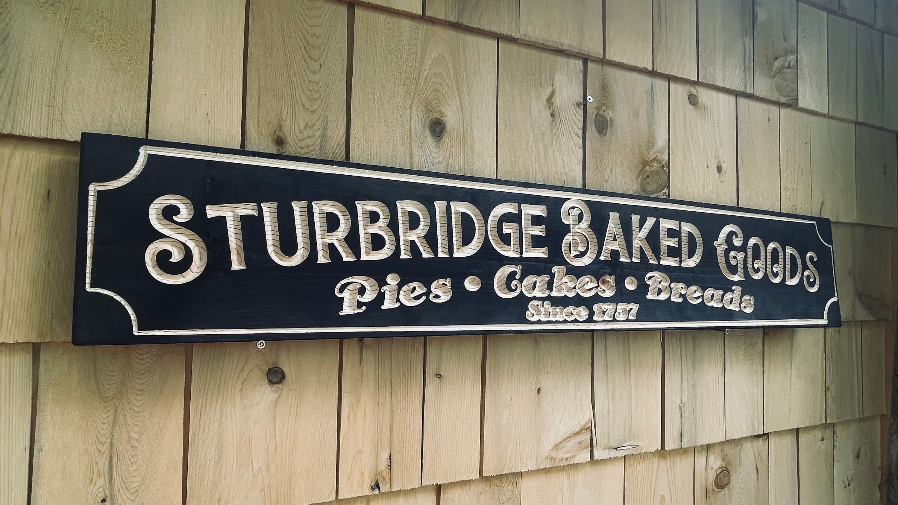 Sturbridge Baked Goods Carved Real Pine Wooden Sign