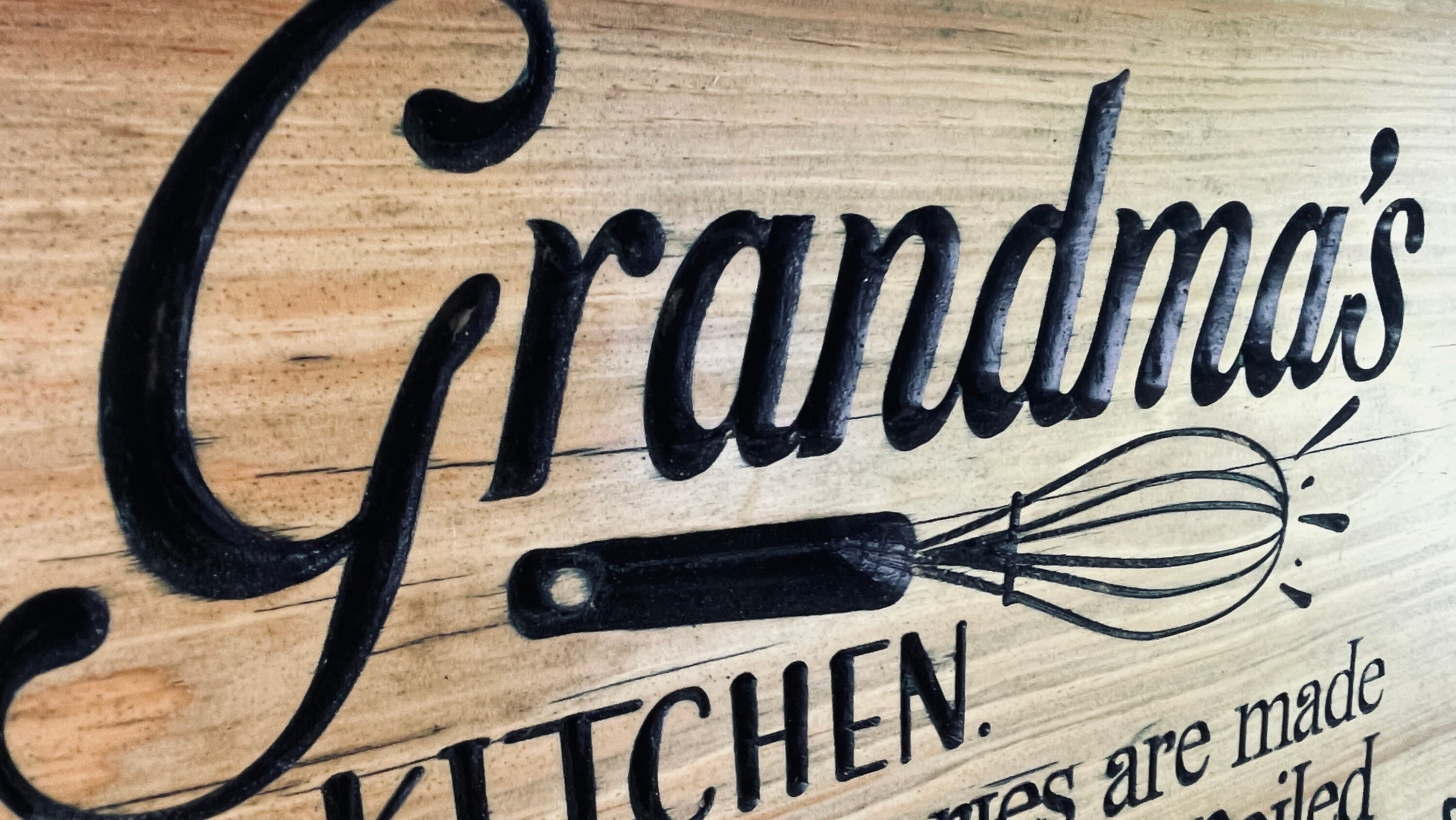 Grandma's Kitchen Horizontal Carved Wood Sign