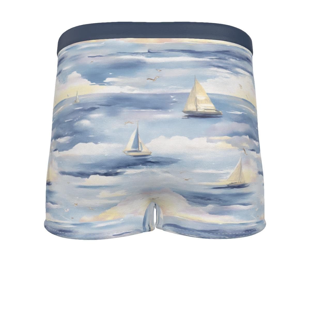 Men's Nautical Sailboat Boxer Briefs - Ocean Seascape Underwear - Comfortable & Sporty Fit