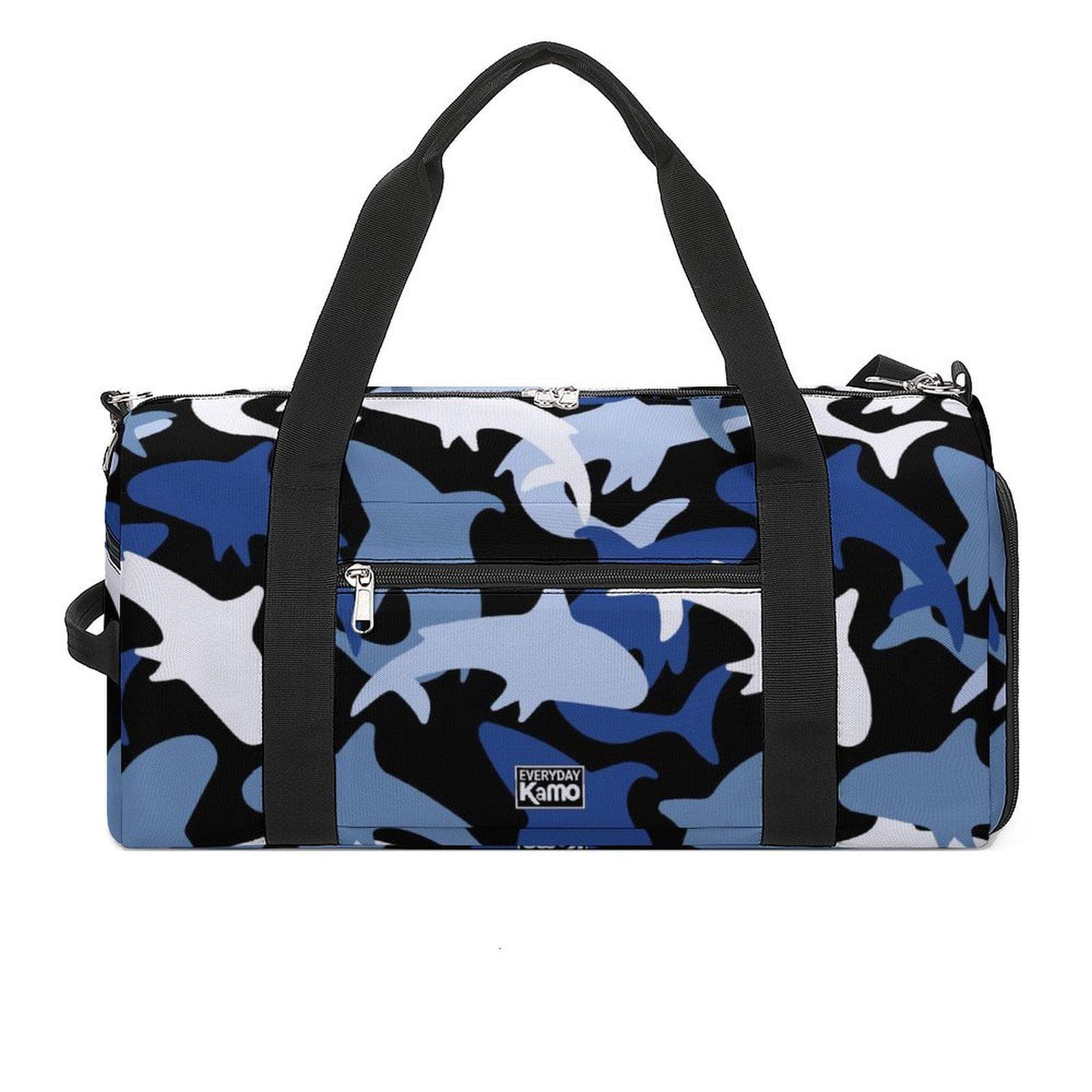 Everyday Kamo Shark Camo Duffle Bag | Waterproof Gym Travel Sports Weekend Bag | Blue Ocean Print