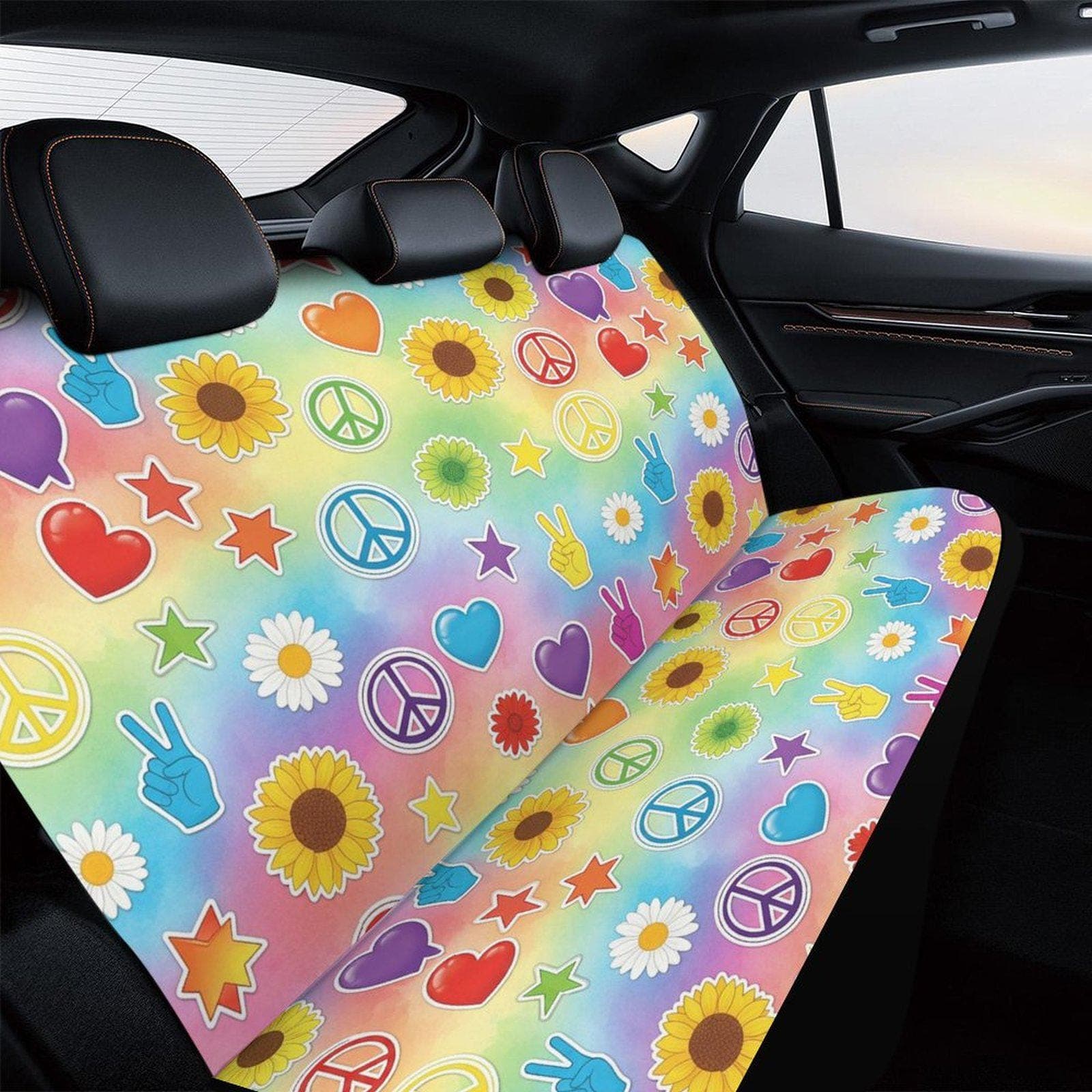 Custom Sublimation Car Seat Cover | Handmade Peace Love Design | Polyester