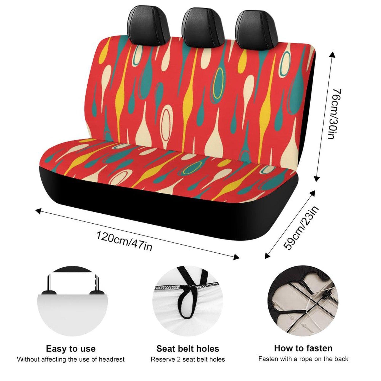 Retro Car Back Seat Cover | Mid-Century Teardrop Pattern | Universal Fit Spandex