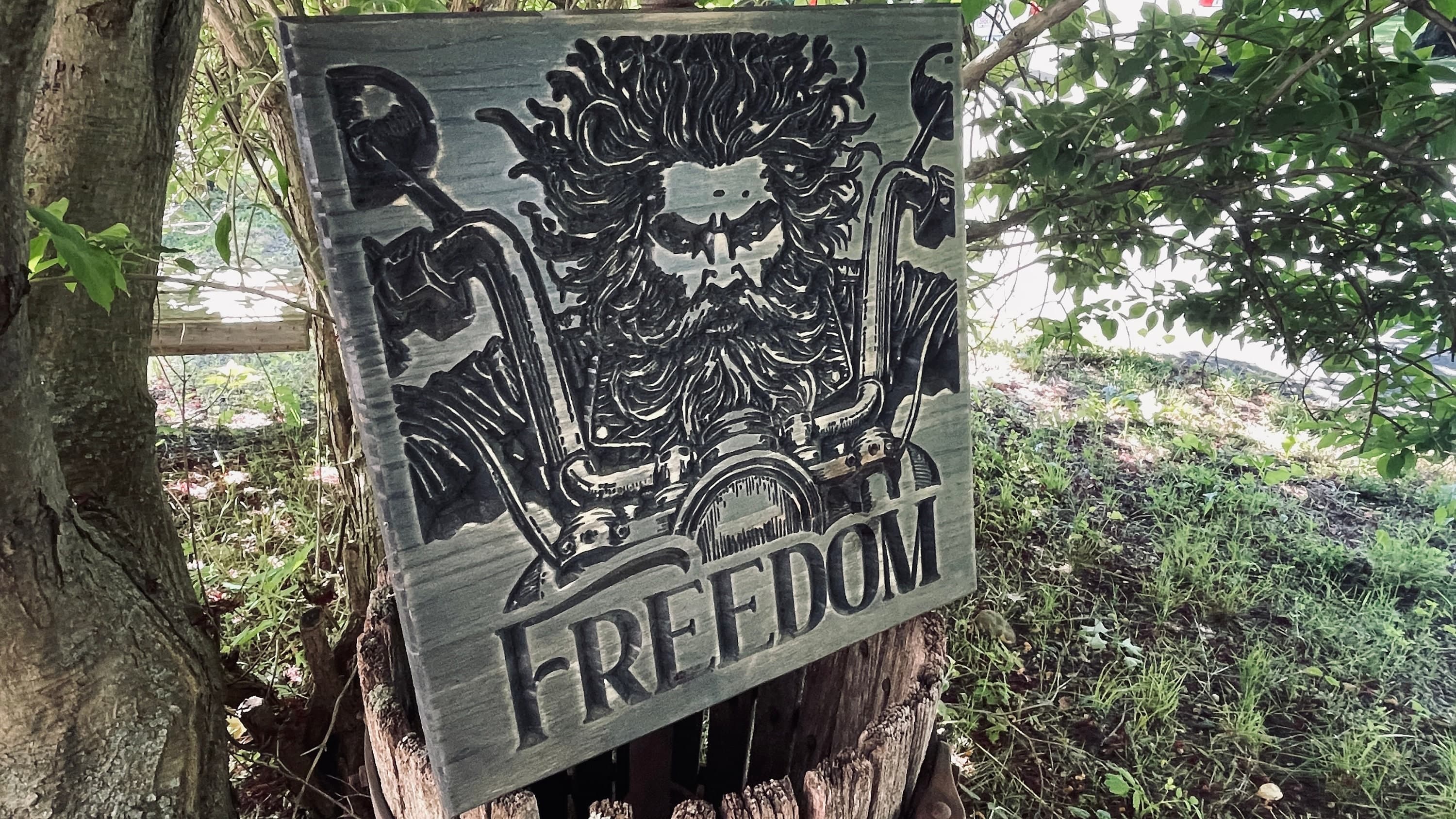 Freedom Rider Carved Wood Sign (Bold Edition)