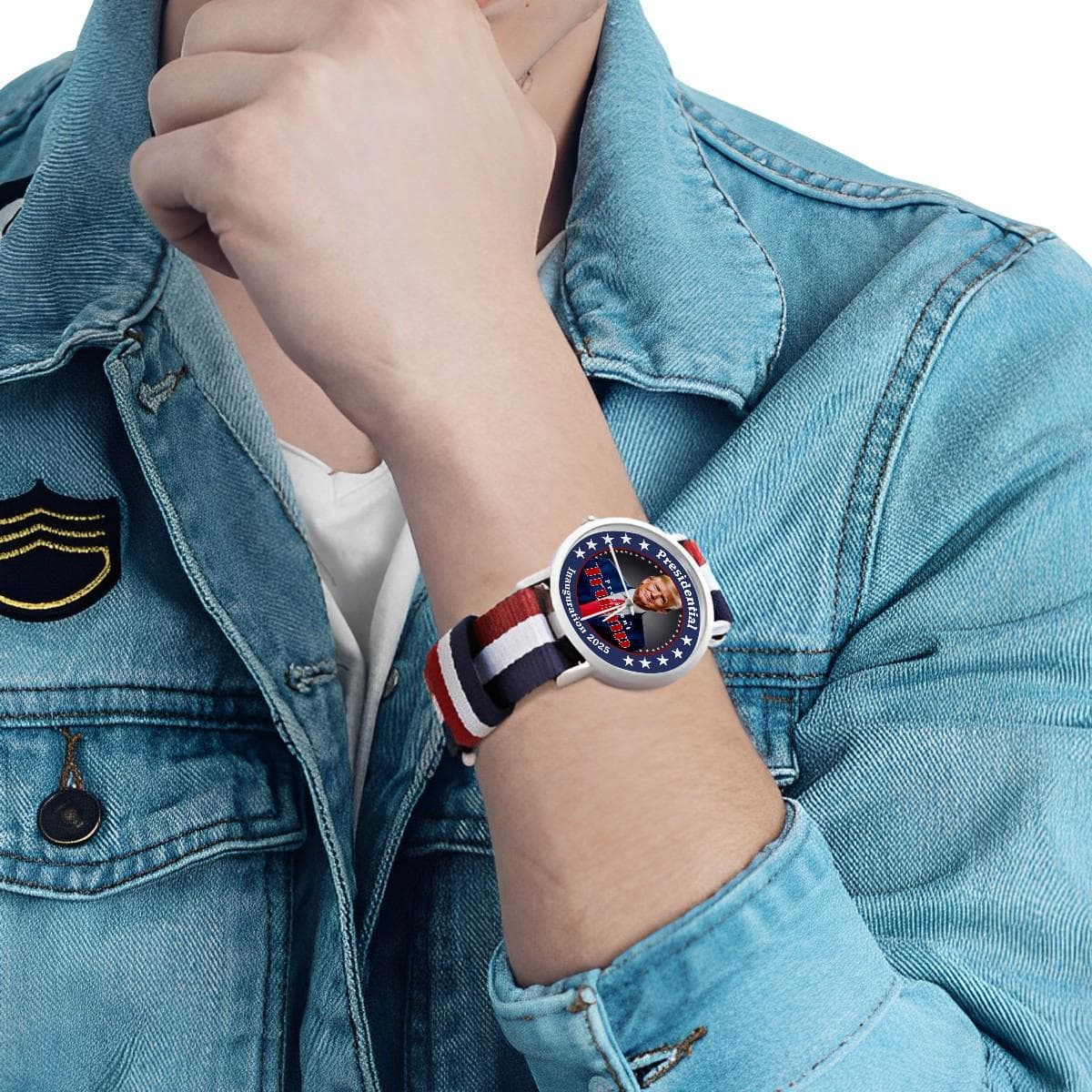 Trump 2025 Wrist Watch - Red White Blue Nylon Band, MAGA Patriotic Gift