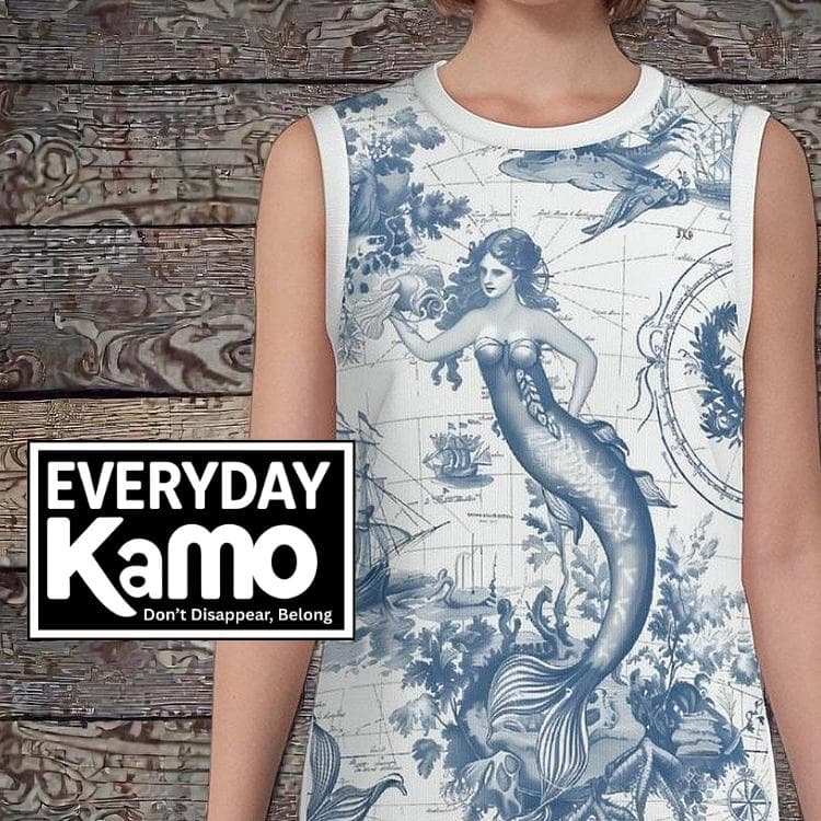 Vintage Mermaid Toile Yoga Tank Top | Nautical Ocean Map Women's Activewear