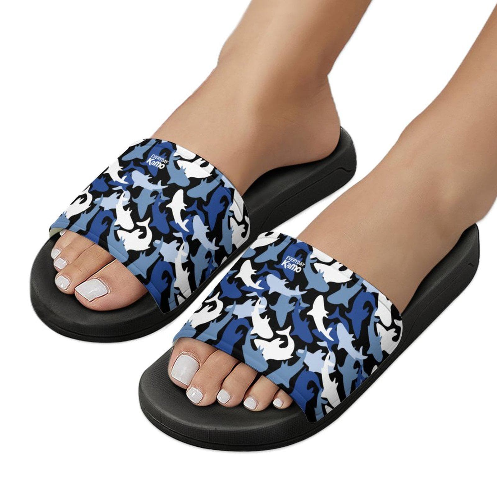 Everyday Kamo Shark Camo PVC Slide Sandals - Blue Ocean Pool Beach Comfort