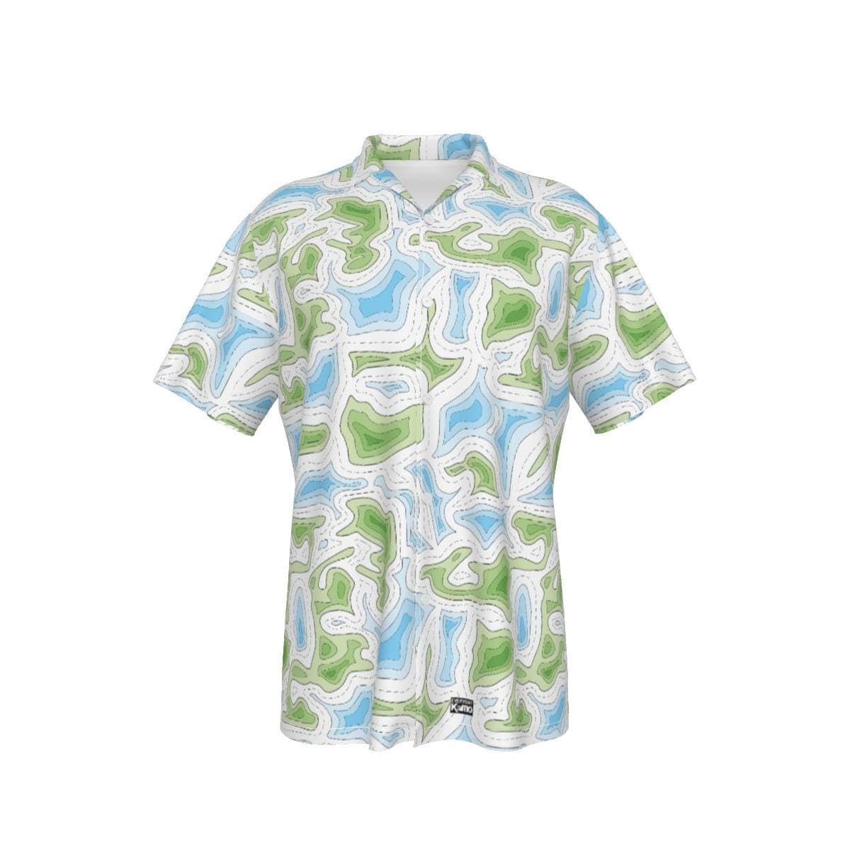Adventure Awaits: Topographic Map Hawaiian Shirt | Cool Blue & Green Explorer Aloha