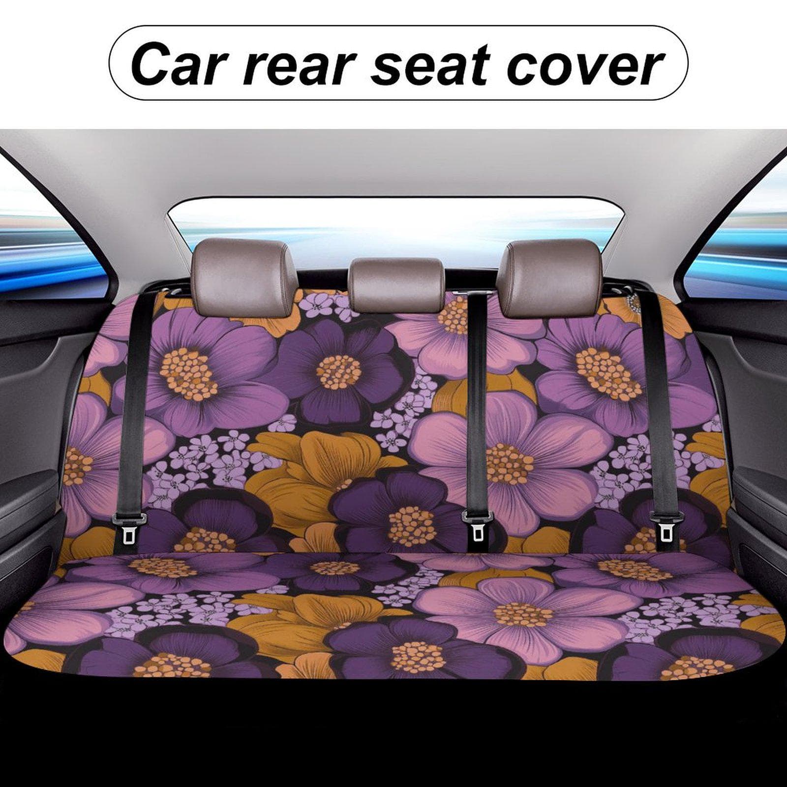 Purple Orange Floral Car Seat Cover | Polyester Spandex | Universal Fit