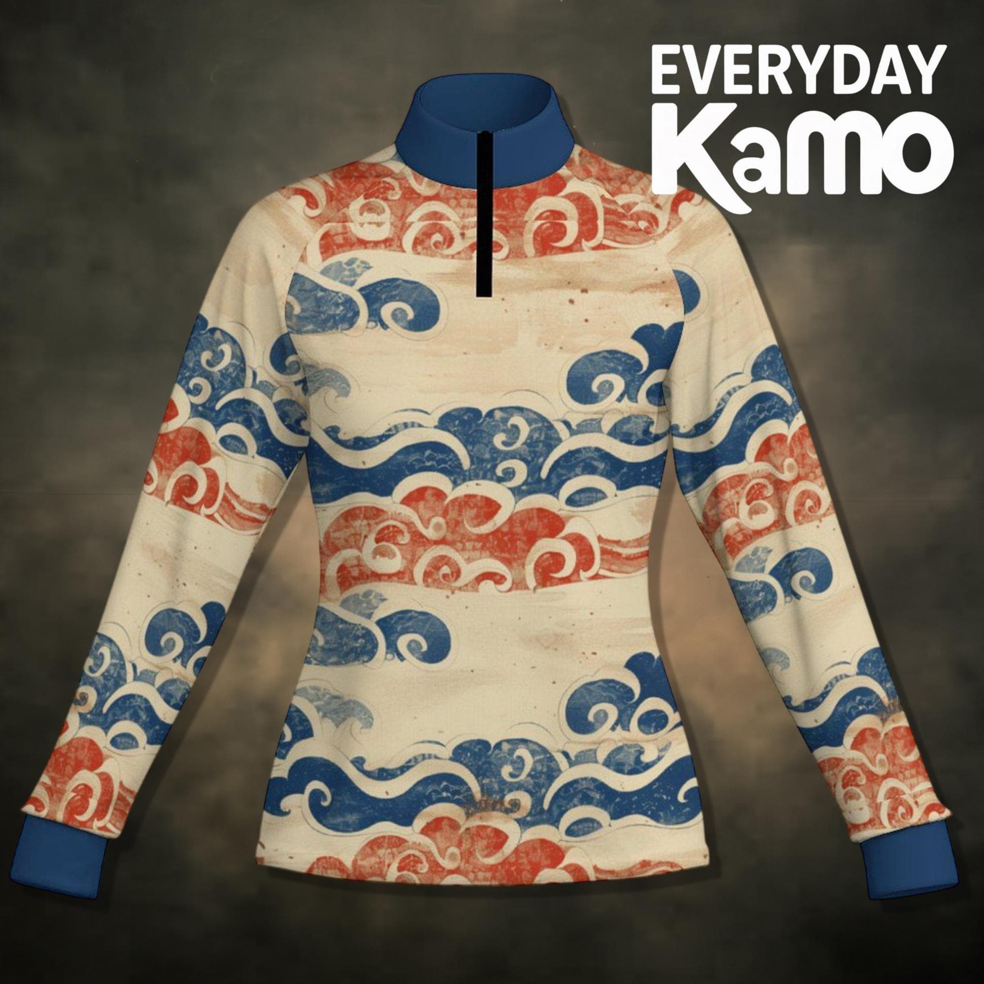 Zen Waves Quarter Zip Long Sleeve Top | Quick Dry Activewear Slim Fit
