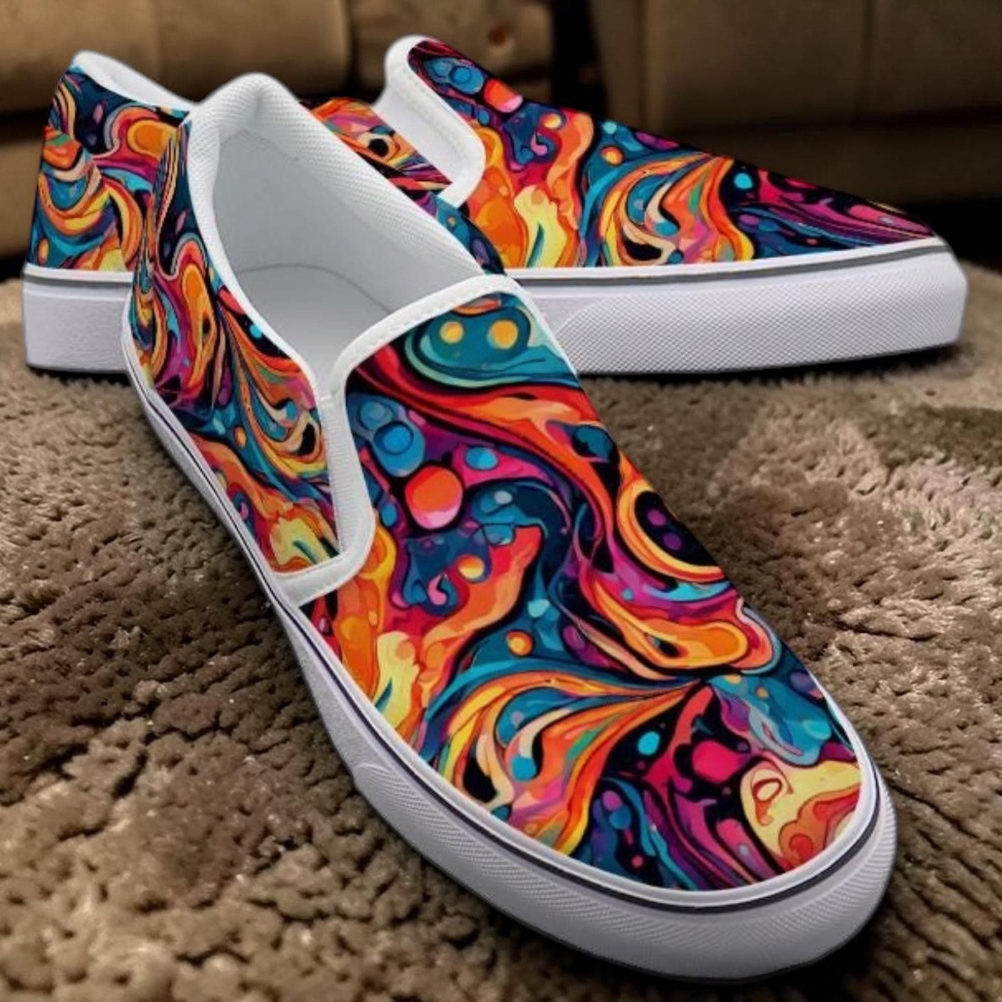 Women's Psychedelic Slip-On Canvas Shoes | Custom Handcrafted Sneakers