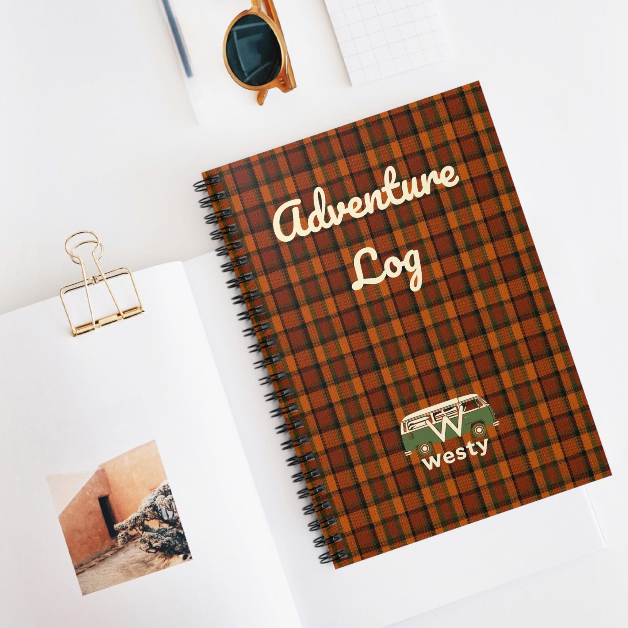 Adventure Log Spiral Notebook | Plaid Camper Van Journal