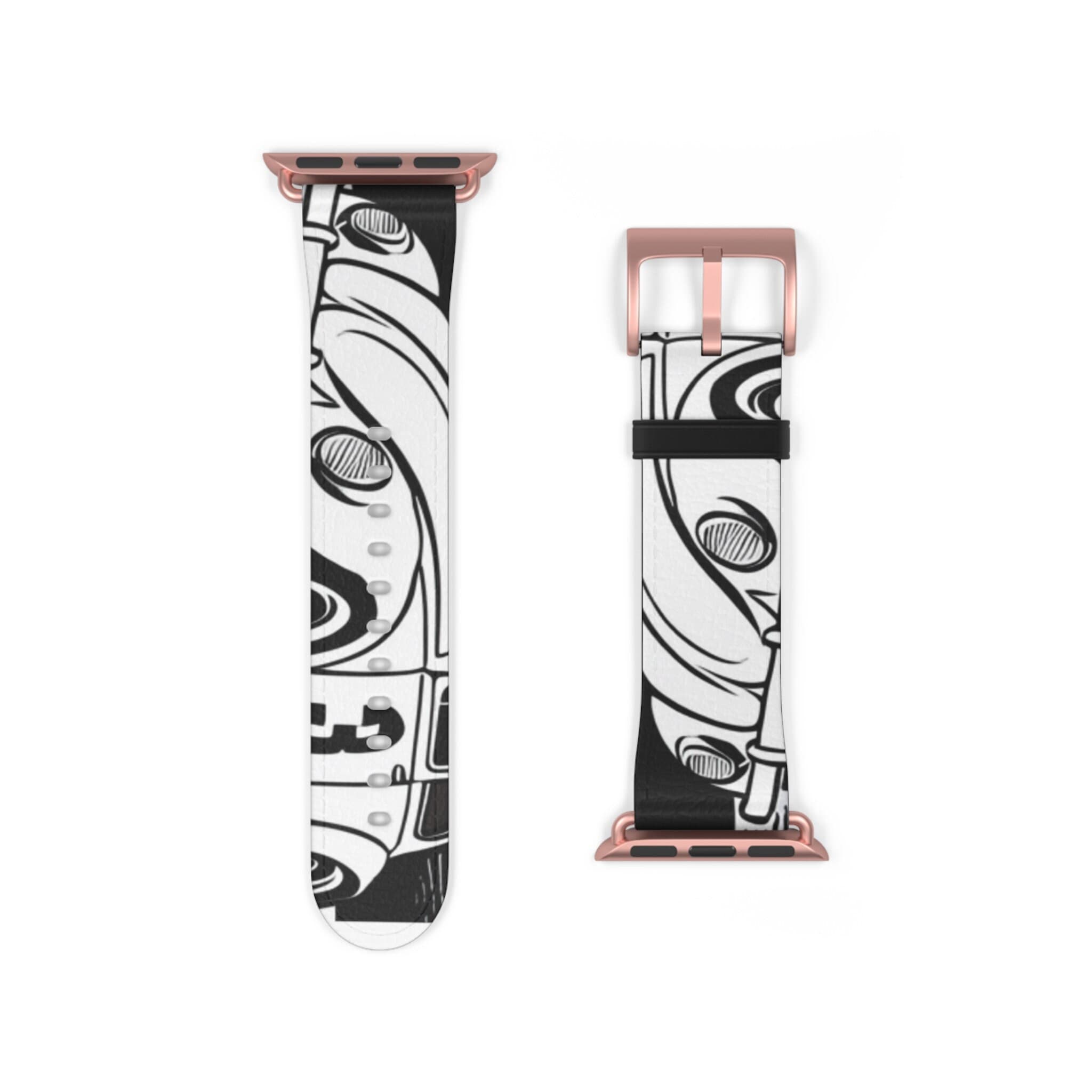Vintage VW Bug Apple Watch Band - Black White Retro Camper Print