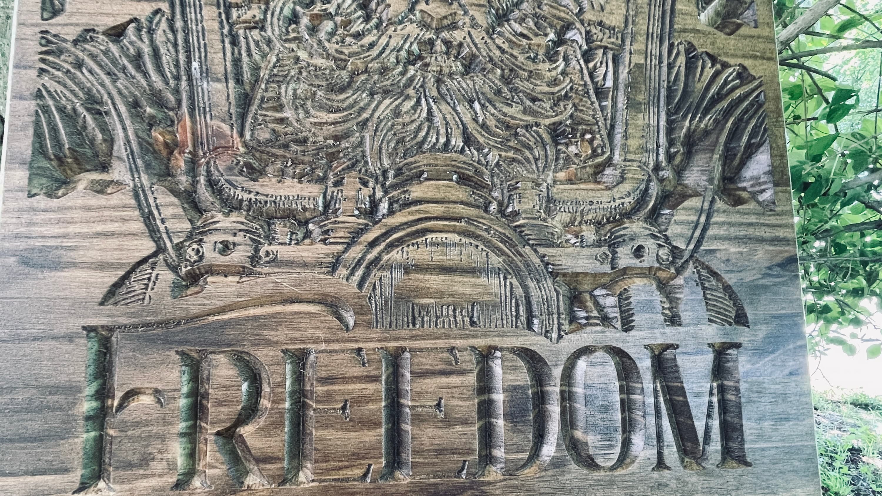 Freedom Rider Carved Wood Sign