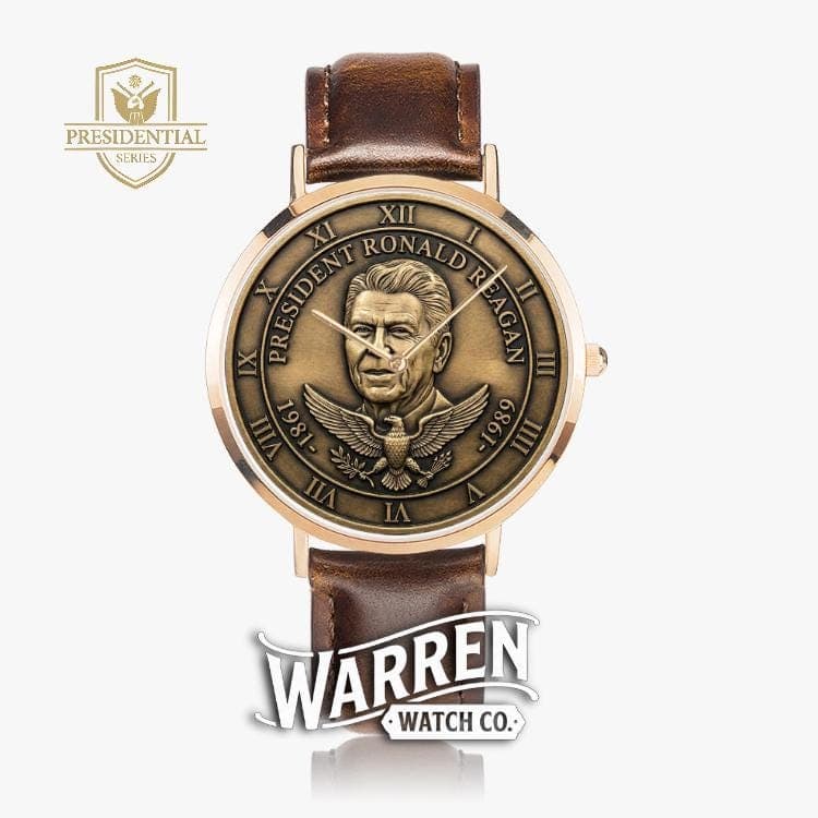 President Ronald Reagan 1981-1989 Commemorative Unisex Watch | Ultra-Thin Quartz with Leather Band
