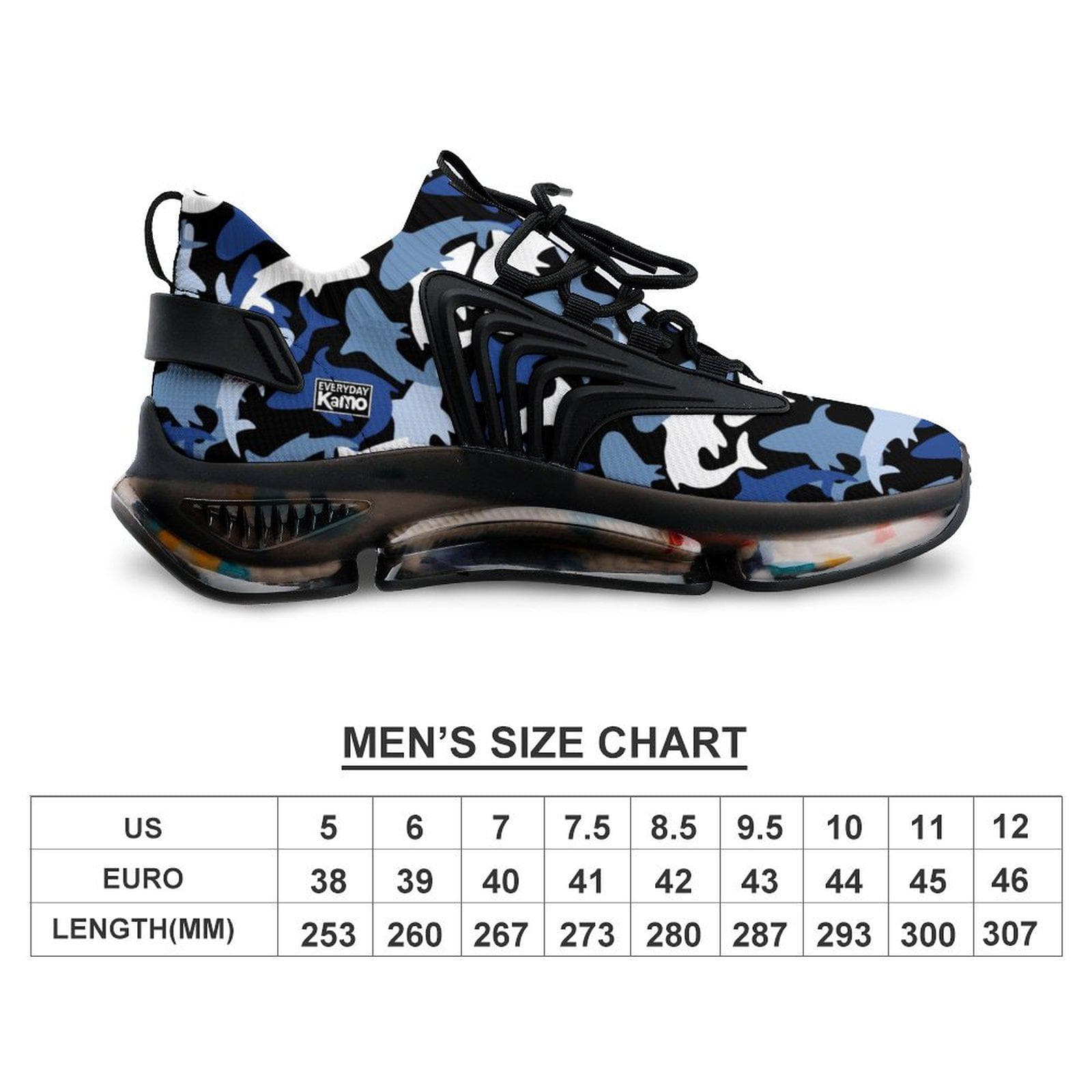 Everyday Kamo Deep Blue Shark Kamo Performance Sneakers | Men's Stylish Athletic Shoes | Comfort Fit Flying-Weave Design