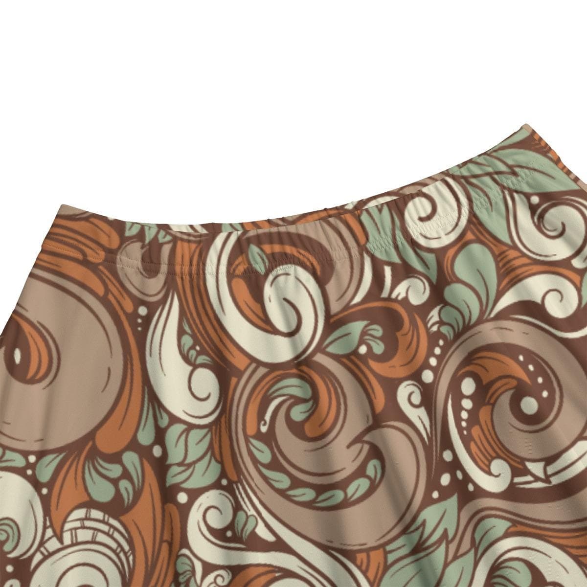 Earthy Swirl A-Line Midi Skirt | Art Nouveau Bohemian Style