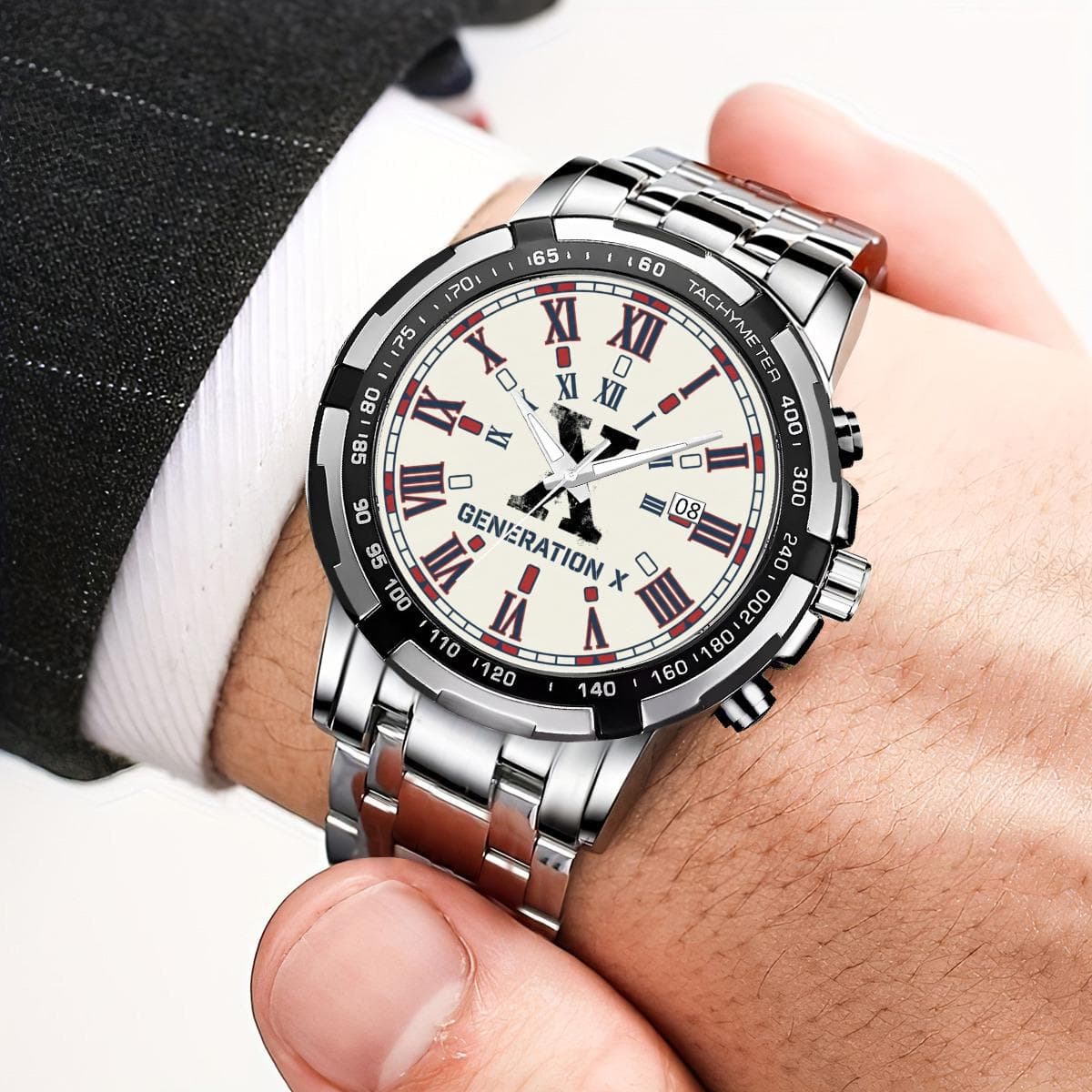 Warren Watch Co. Generation X Metal Chronograph Watch with Crystal Mirror & Calendar