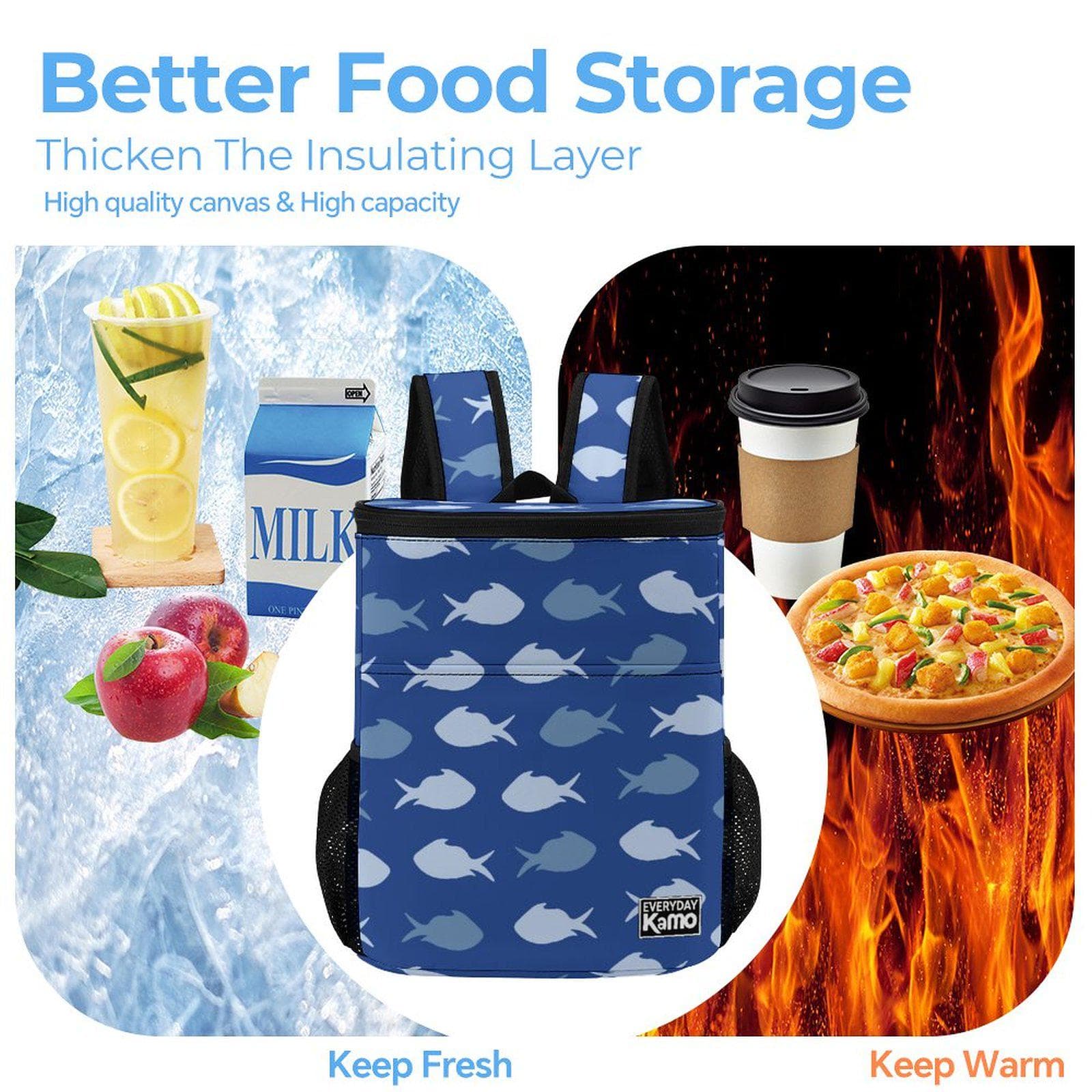 Everyday Kamo 'School of Fish' Cooler Backpack | Stylish Insulated Lunch Bag for Beach, Picnic & Daily Adventures