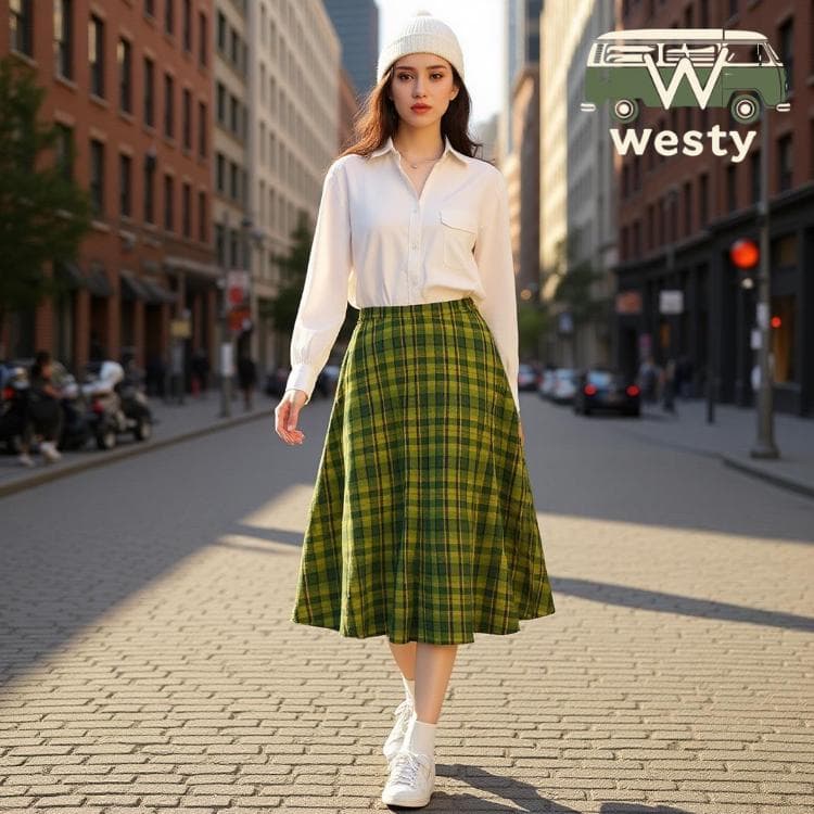 Westy Westfalia Green Maxi Skirt with Pockets Vanlife