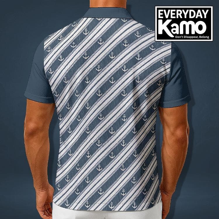 Everyday Kamo Men's Nautical Anchor Stripe Shirt