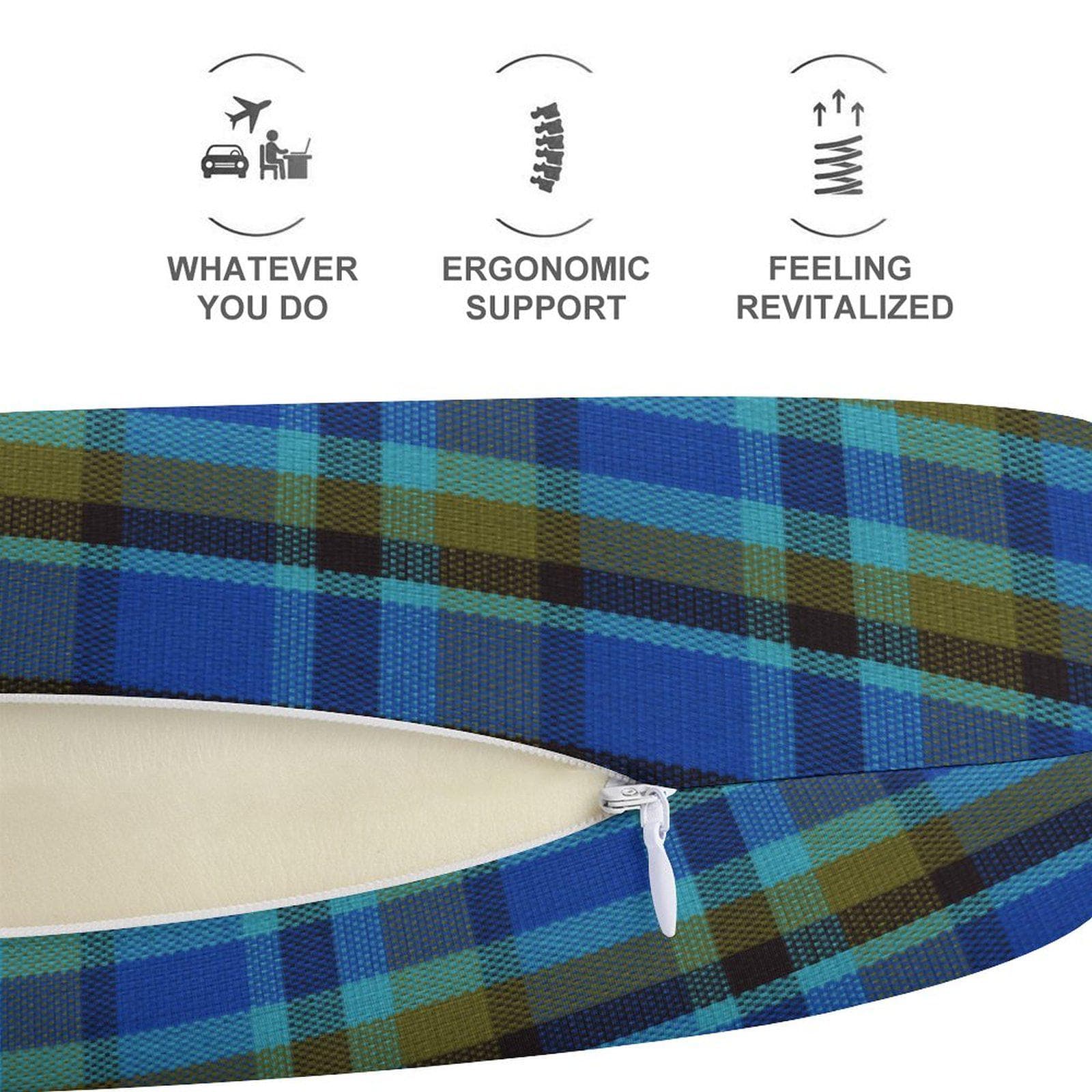 Westy Van Life Plaid Memory Foam Travel Pillow | Neck Support