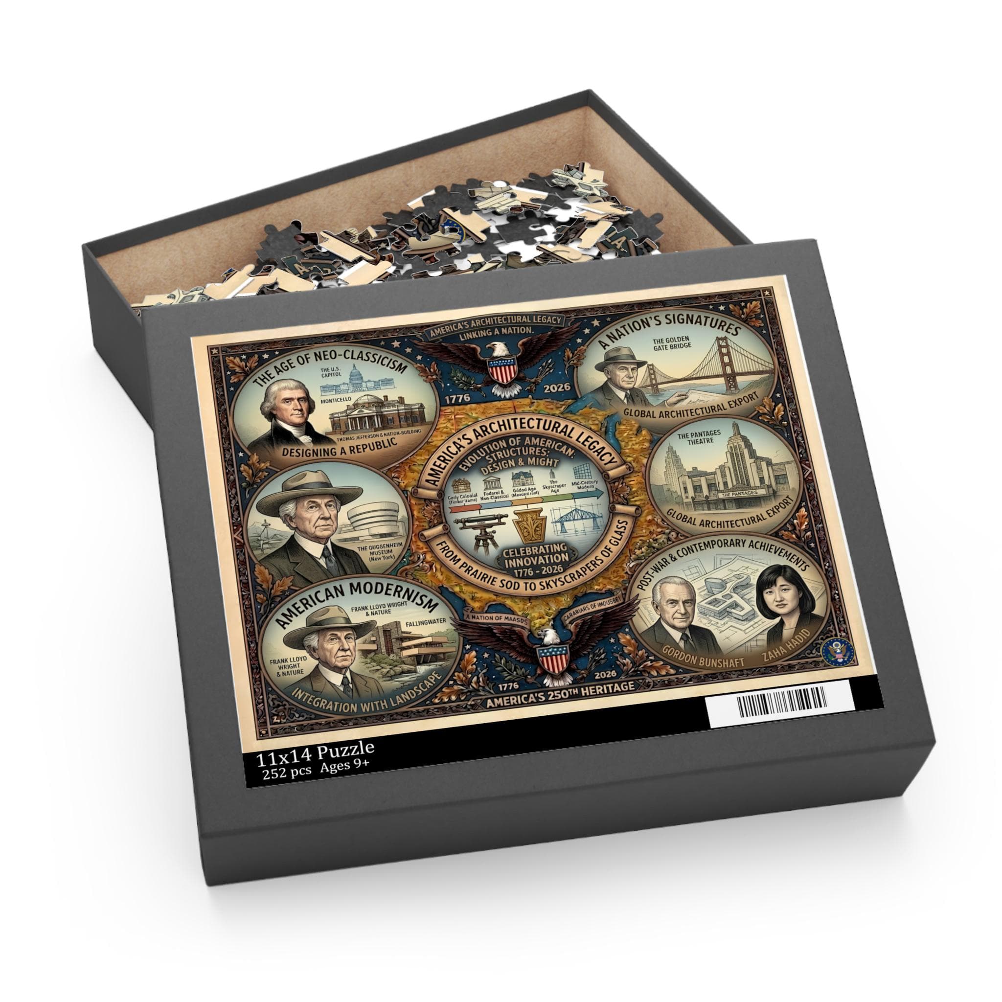 American Landmarks Jigsaw Puzzle | 252/500 Piece Chipboard | Historic Architecture