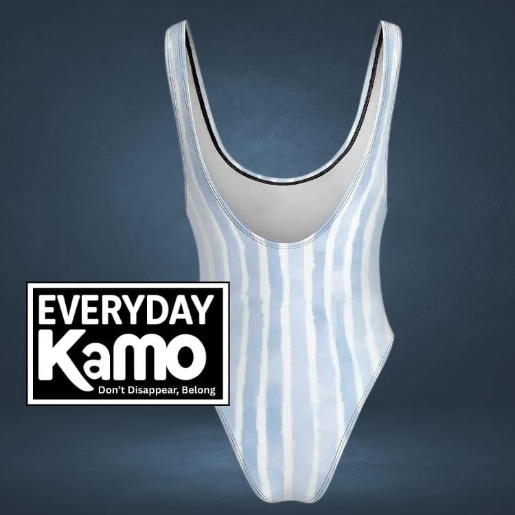 Everyday Kamo Urban Blue Stripe One Piece Swimsuit | Modern Chic High Cut Bathing Suit