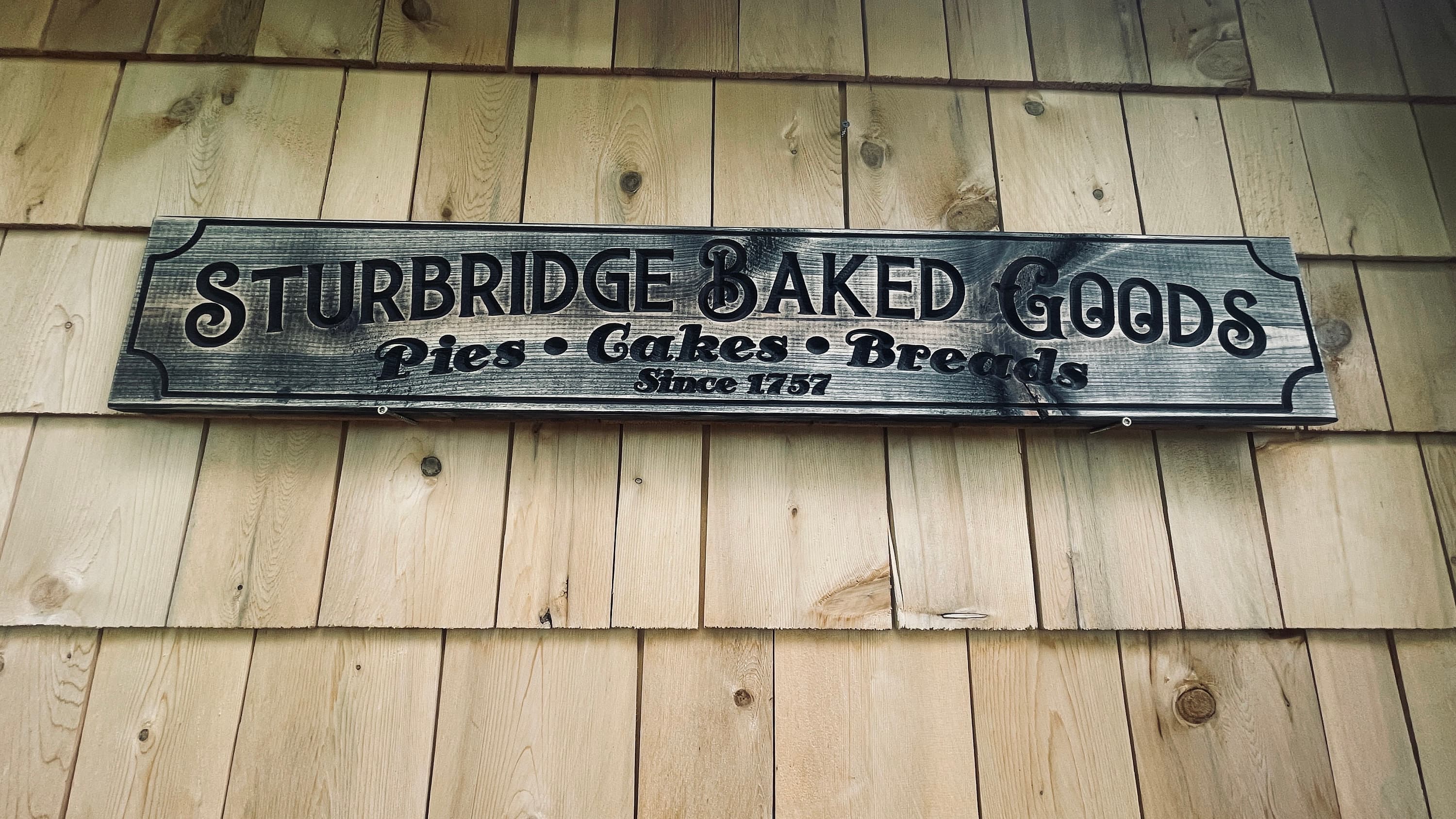 Sturbridge Baked Goods Carved Real Pine Wooden Sign