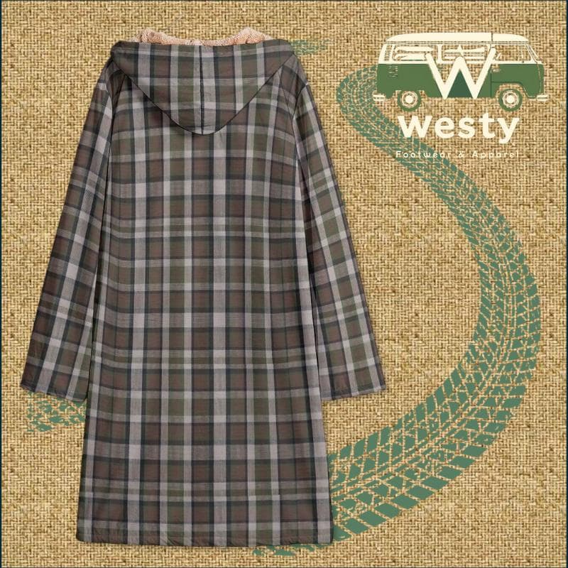 Westy Camper Plaid Fleece Windbreaker Brown Horn Button