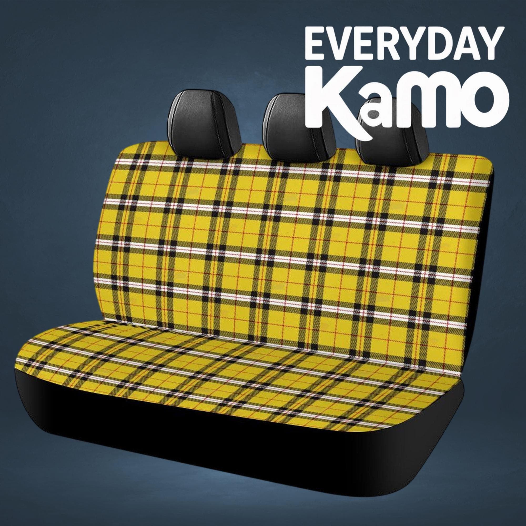 Yellow Plaid Car Back Seat Covers | Polyester Spandex Elastic Fit