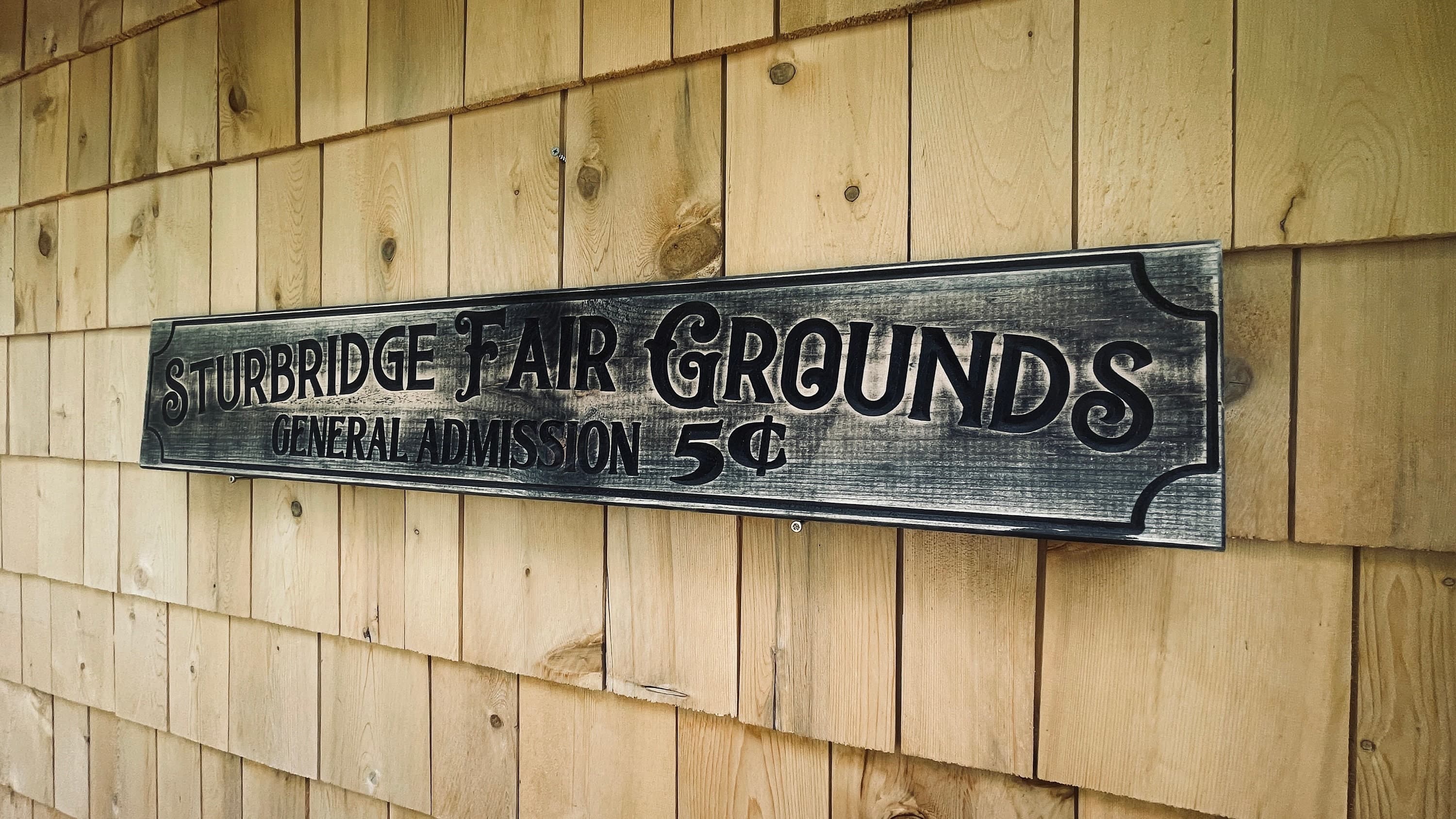 Sturbridge Fair Grounds Carved Real Pine Wooden Sign