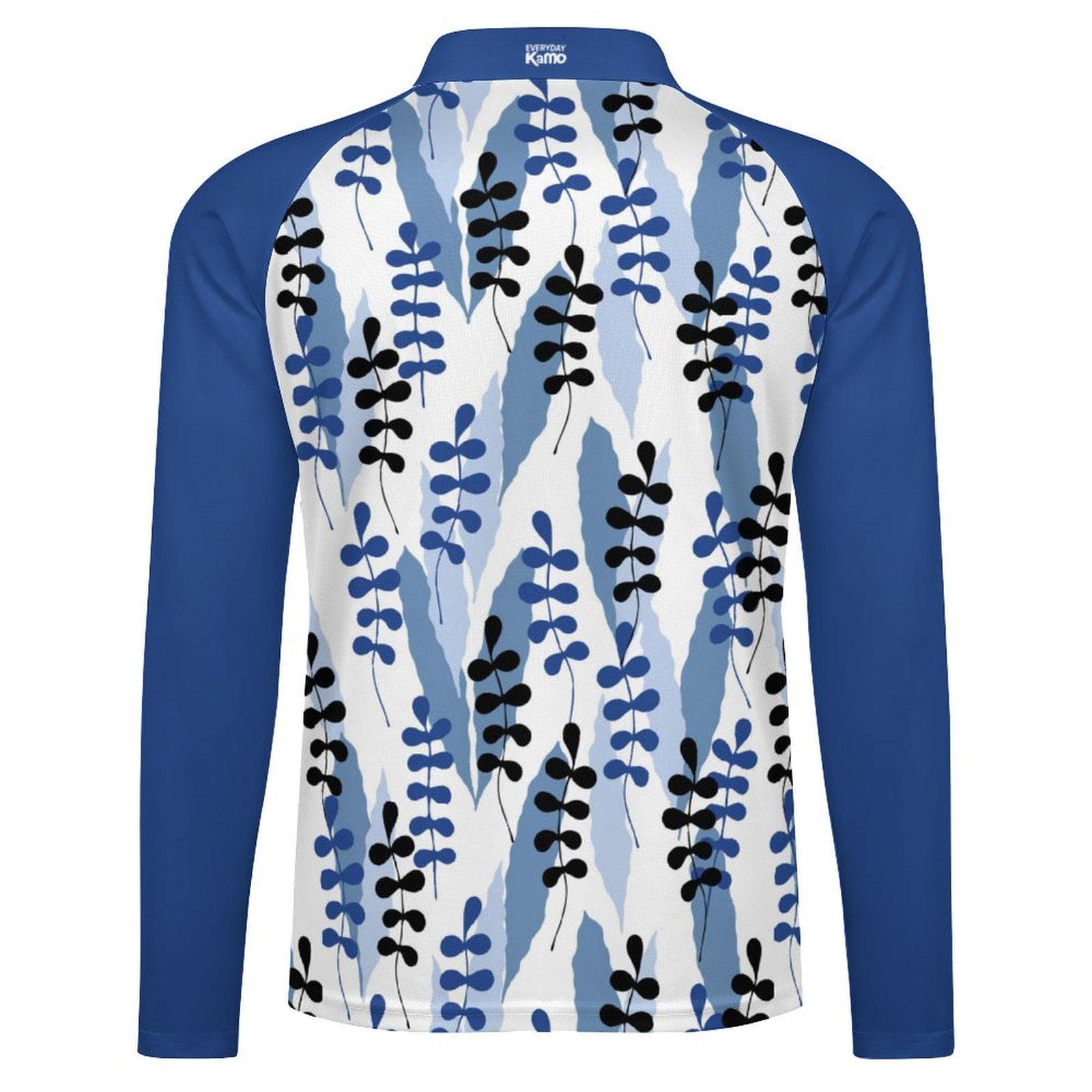 Everyday Kamo Men's Tidal Leaf Print UV Protection Fishing Hoodie | Long Sleeve Stand-Up Collar Performance Shirt