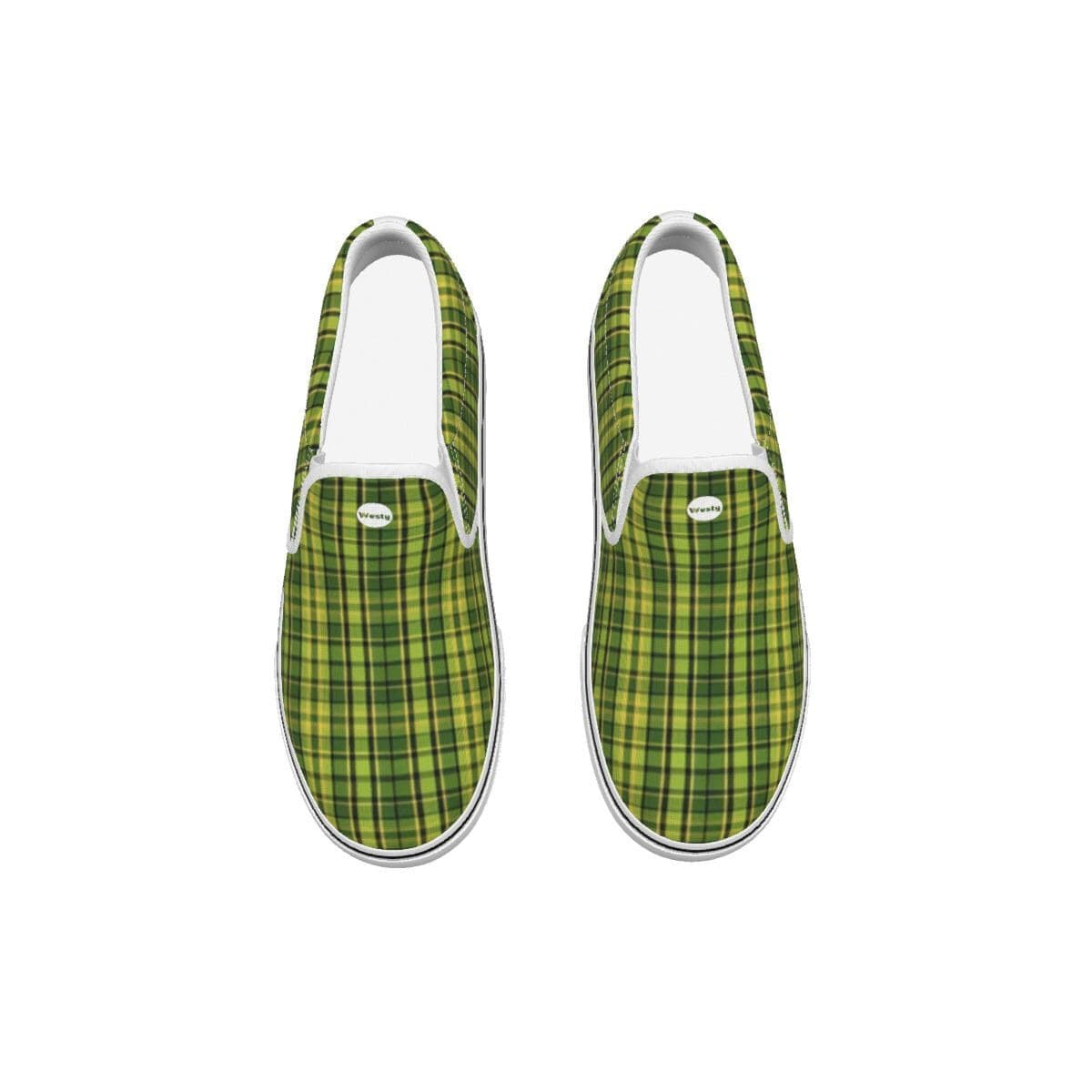 Westy Green Plaid Kids Slip-On Sneakers – Camper Van Road Trip Style