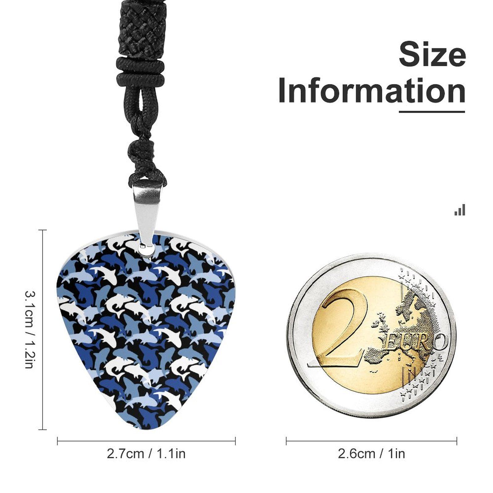 Shark Camo Guitar Pick Necklace | Titanium Steel Rope Chain