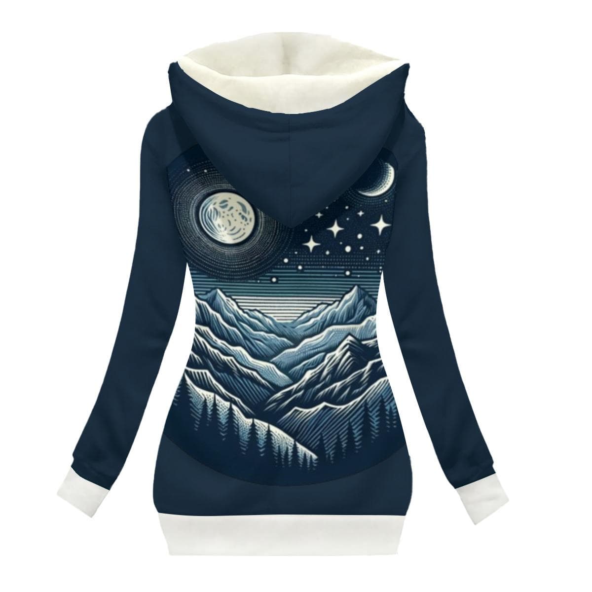 Winter Mountain Scene Women's Fleece Jacket | Warm Long Sleeve Oblique Zip