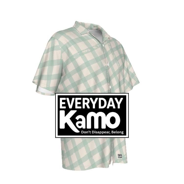 Mint Green Gingham Hawaiian Shirt for Men | Pastel Plaid Button Up | Breathable Short Sleeve Summer Aloha Shirt