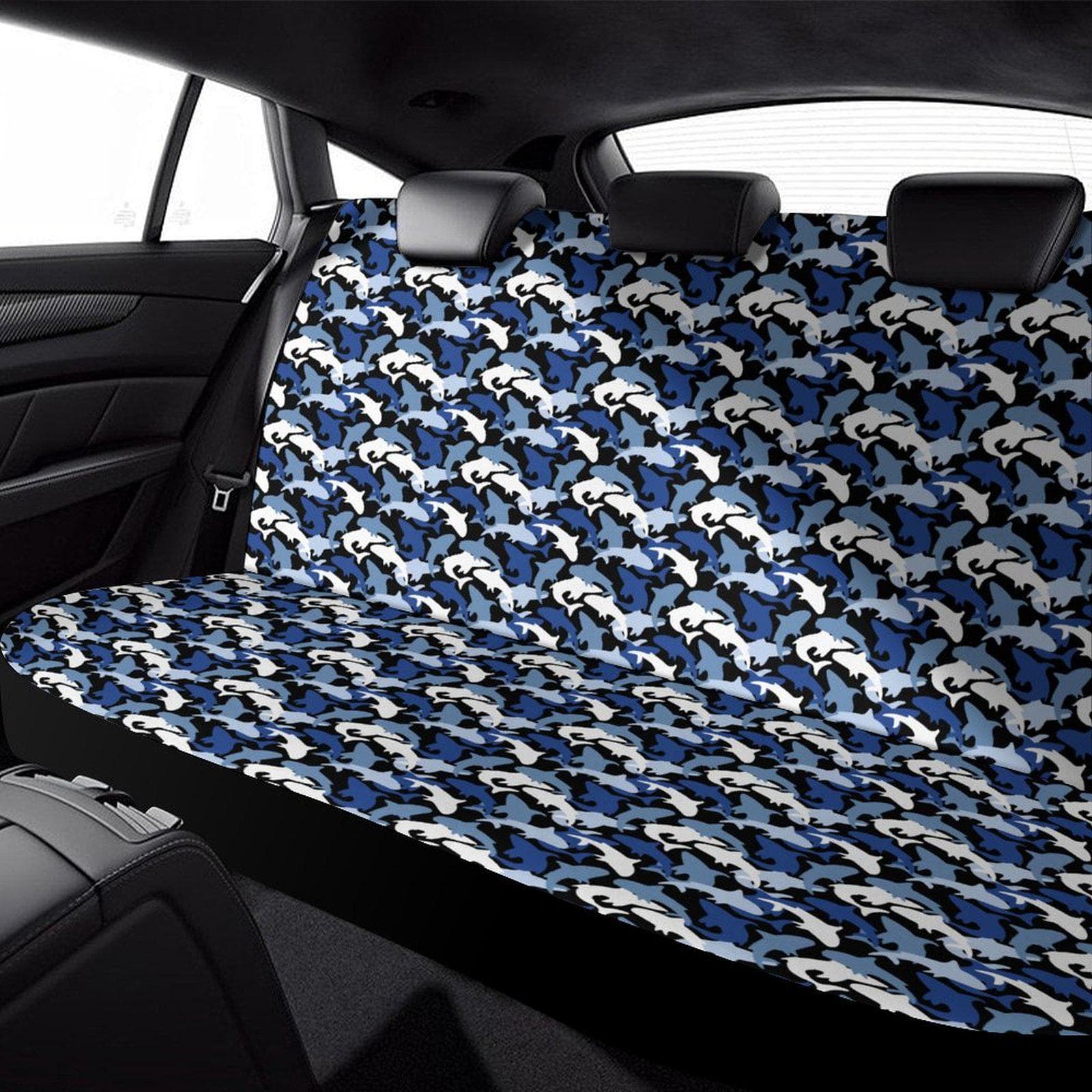 Ocean Camo Car Back Seat Cover - Sublimation Print, Soft & Stretchy Fit