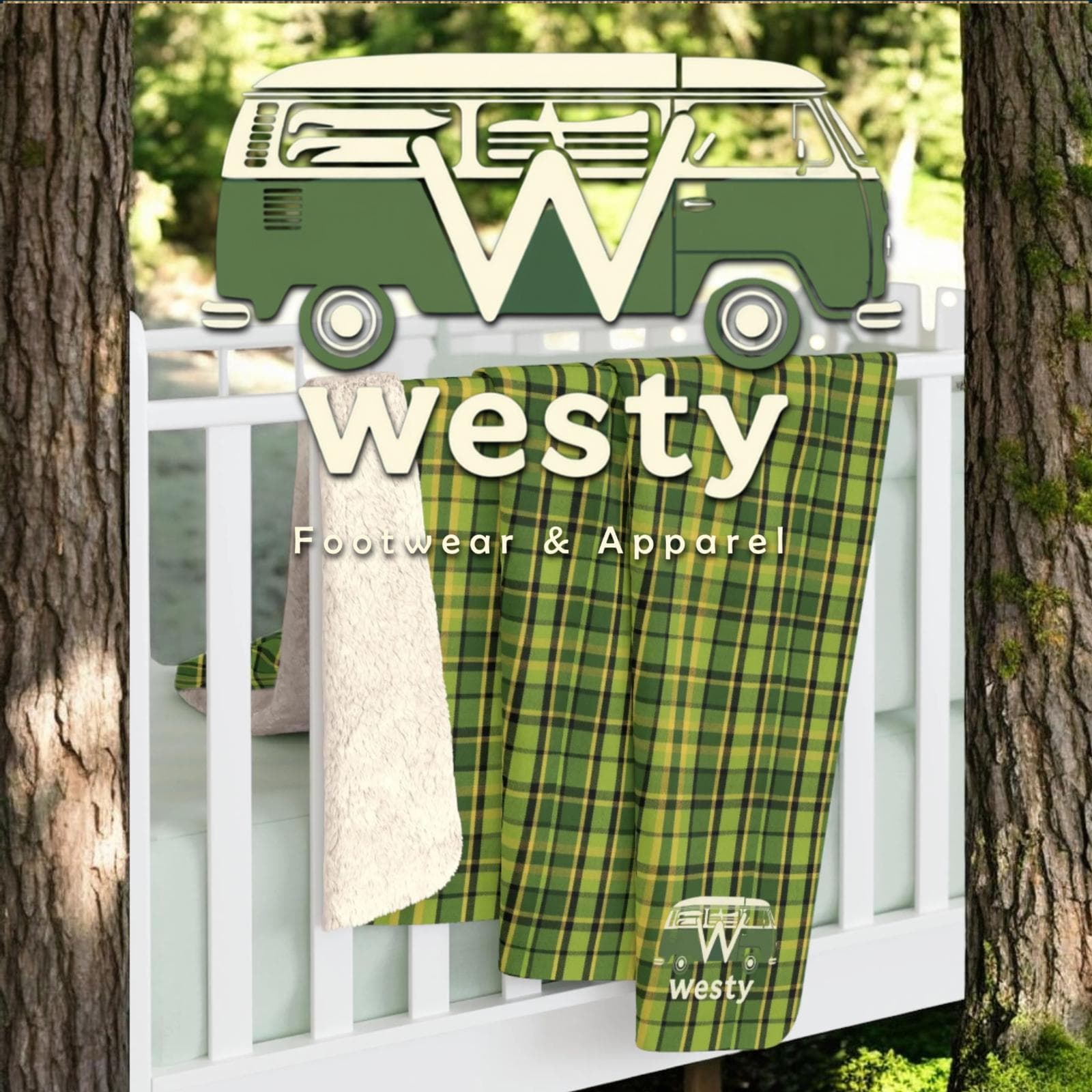 Westy Westfalia Green Sherpa Fleece Blanket - Road Trip Cozy