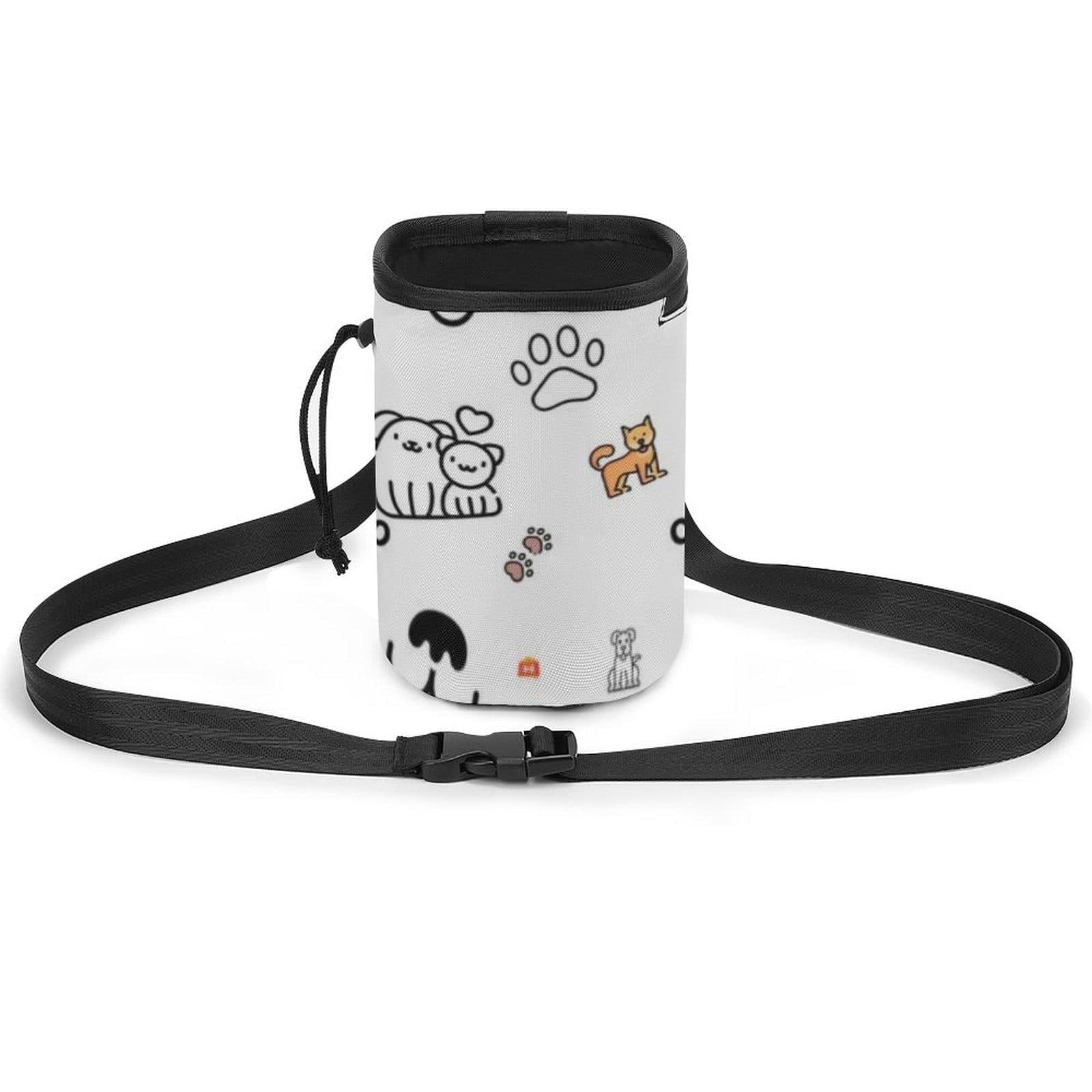 Pet Training Treat Bag Oxford Cloth Drawstring Pouch All-Over Print Cats