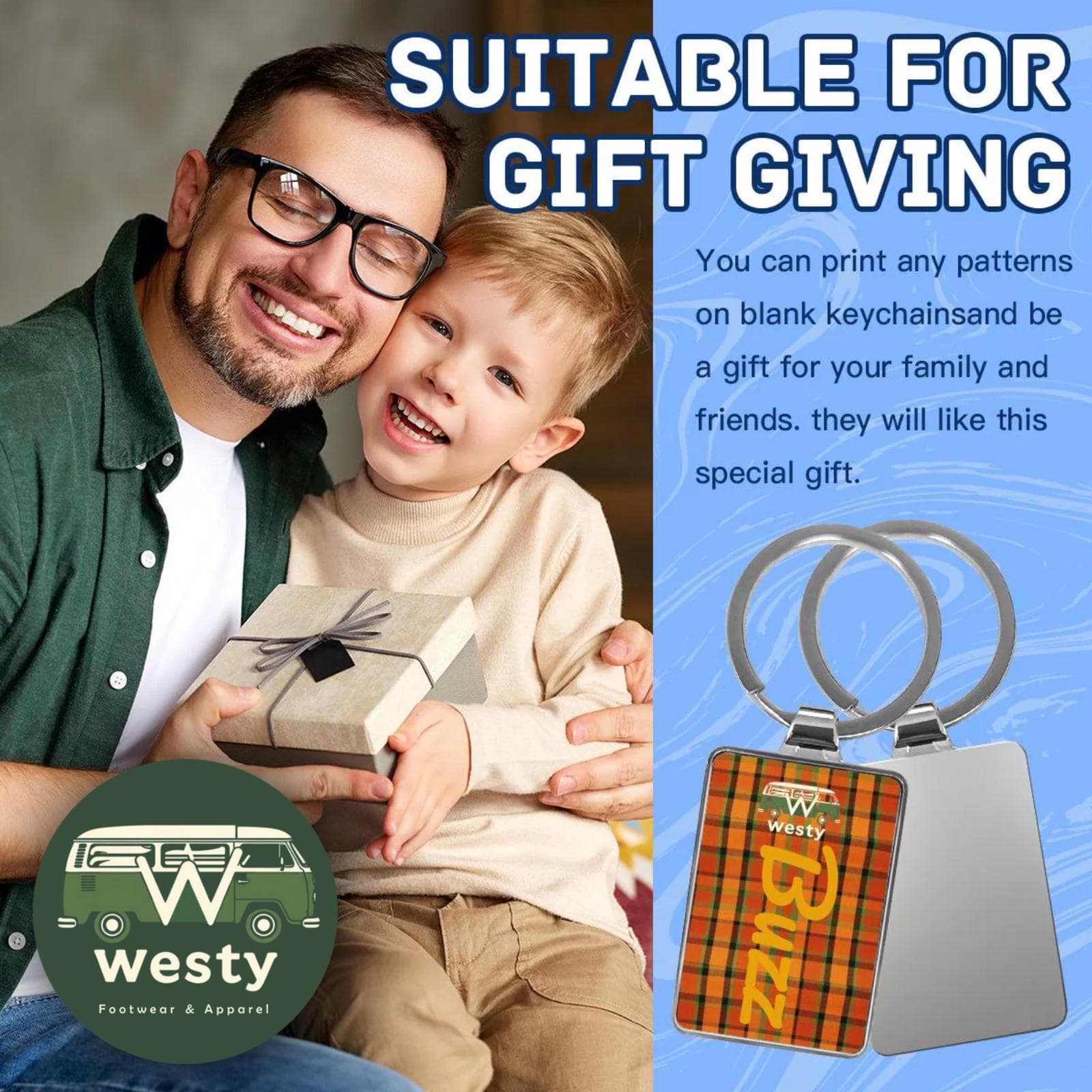 VW Westy Keychain - Retro Volkswagen Buzz Bus Stainless Steel