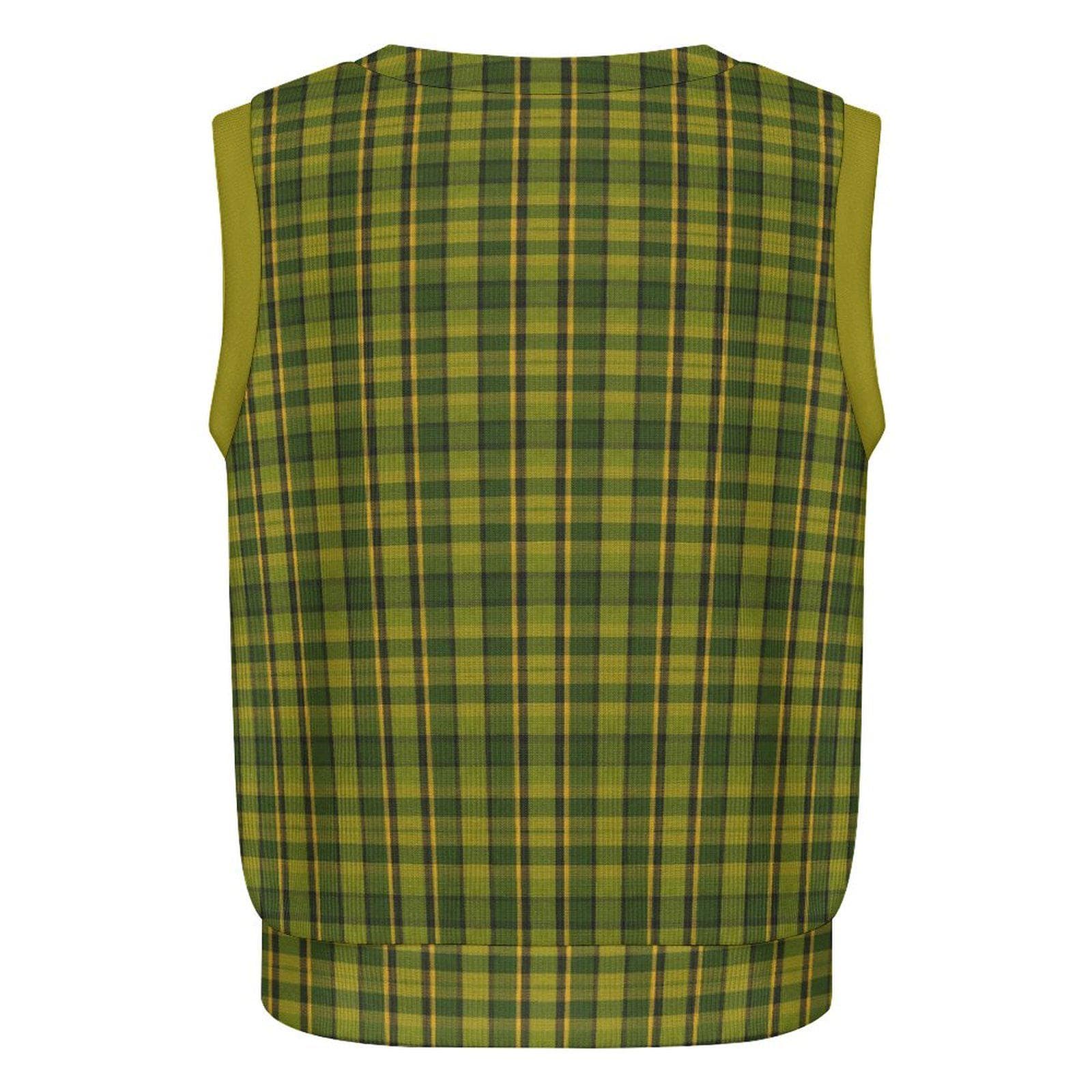 Westy Green Plaid Cardigan Vest - Vintage-Inspired Sleeveless Sweater for Van Life Souls