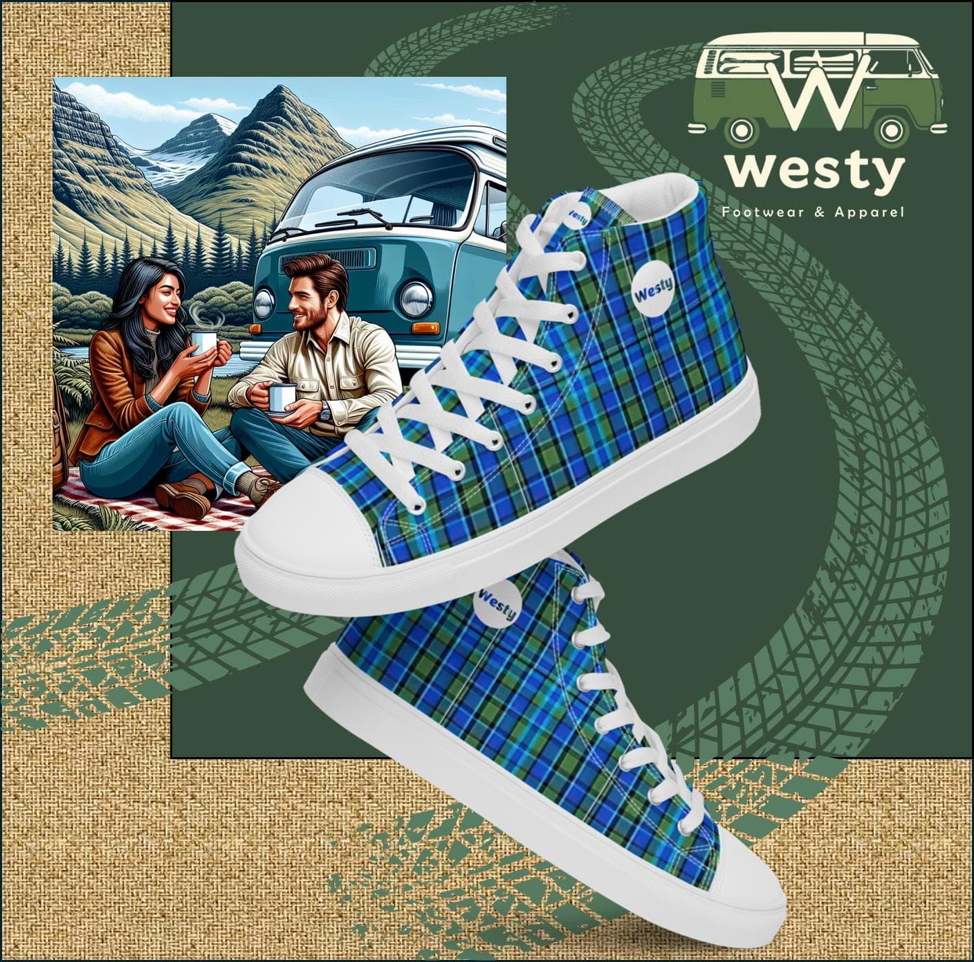 WestFalia Westy Men’s high top canvas shoes