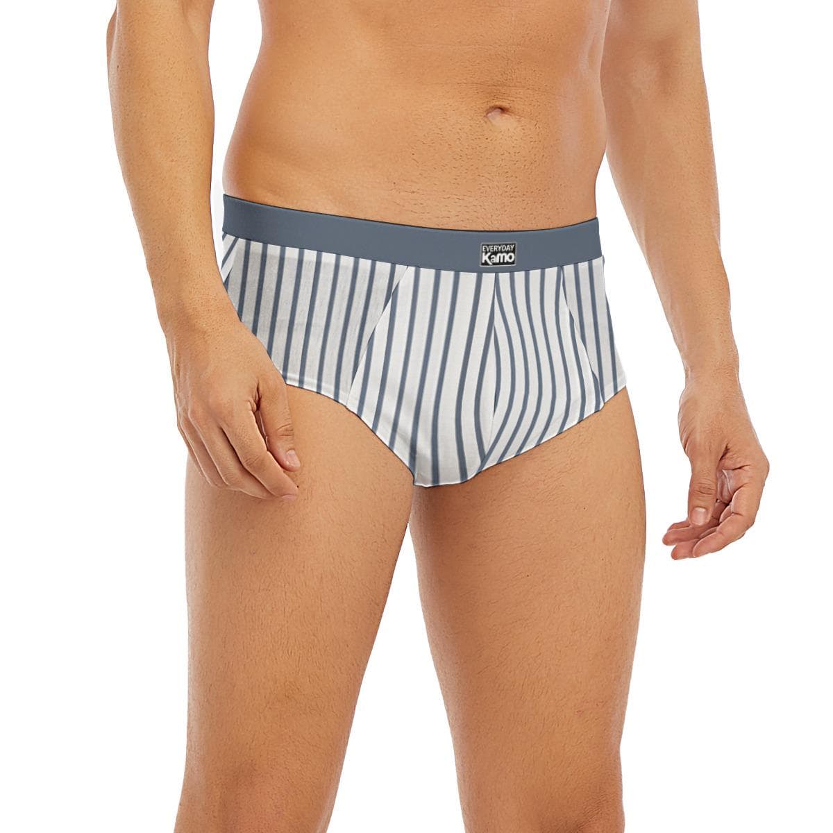 Men's Low Rise Striped Briefs | Comfortable & Stretchy Polyester Spandex Underwear | Everyday Kamo Design