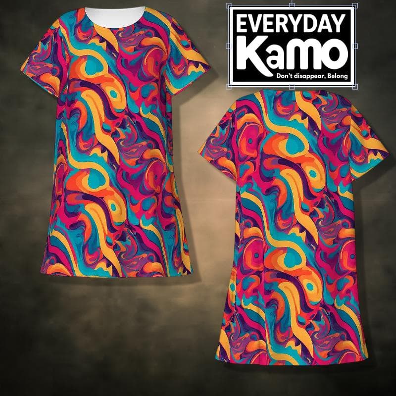 Everyday Kamo Abstract Nightgown for Women, Vibrant Colorful Sleep Shirt, Modern Urban Explorer