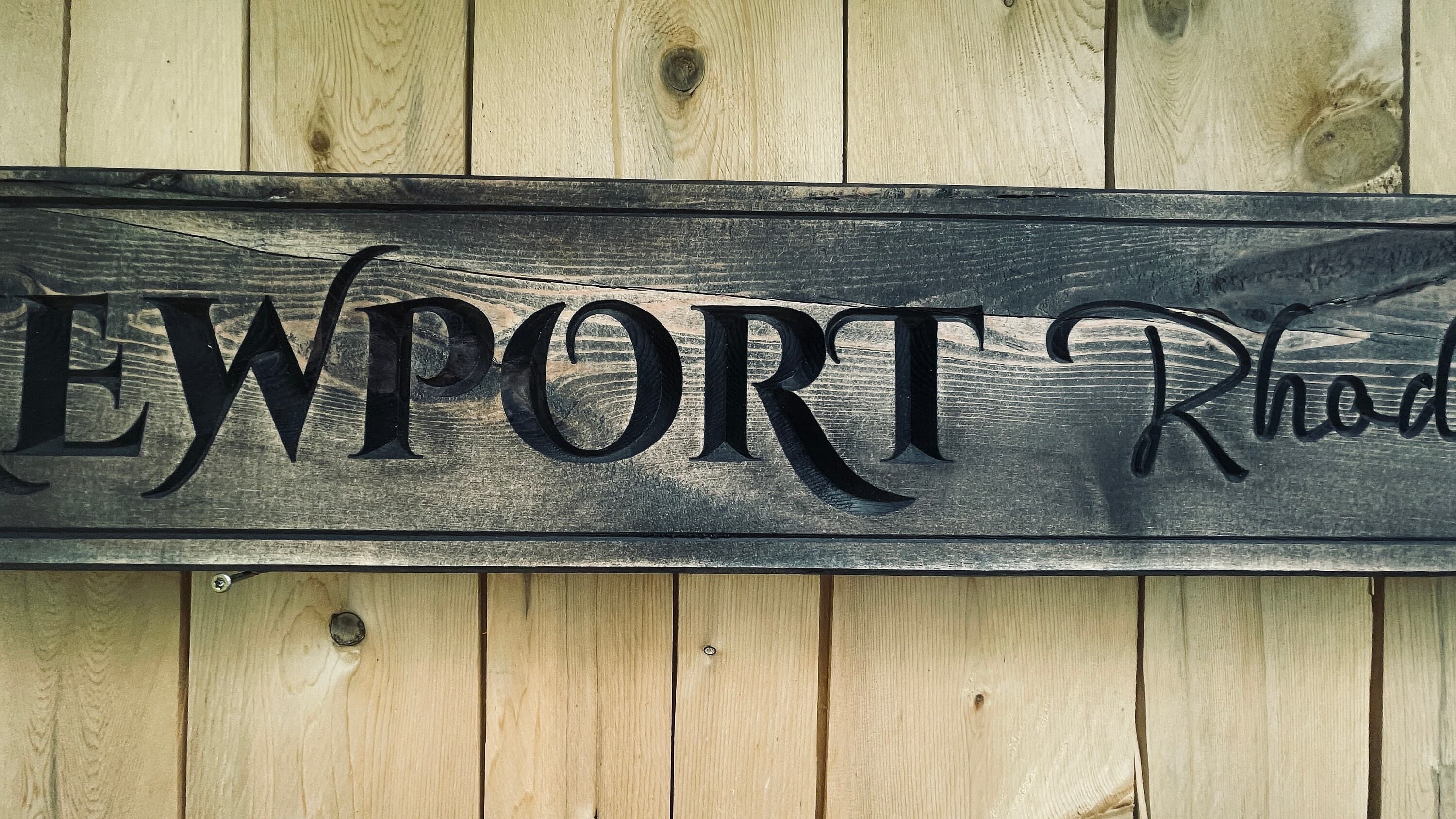 Newport Rhode Island Carved Real Pine Wooden Sign