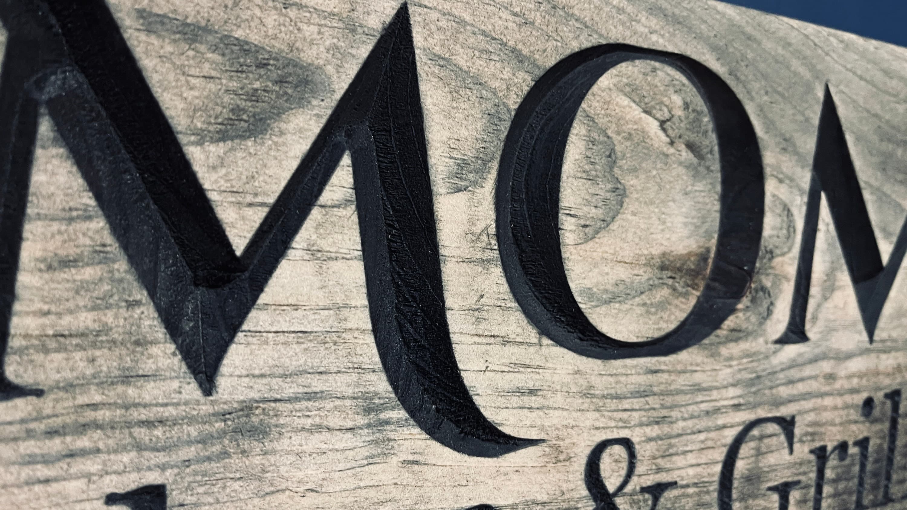 Mom's Kitchen & Grill - Carved Wood Sign
